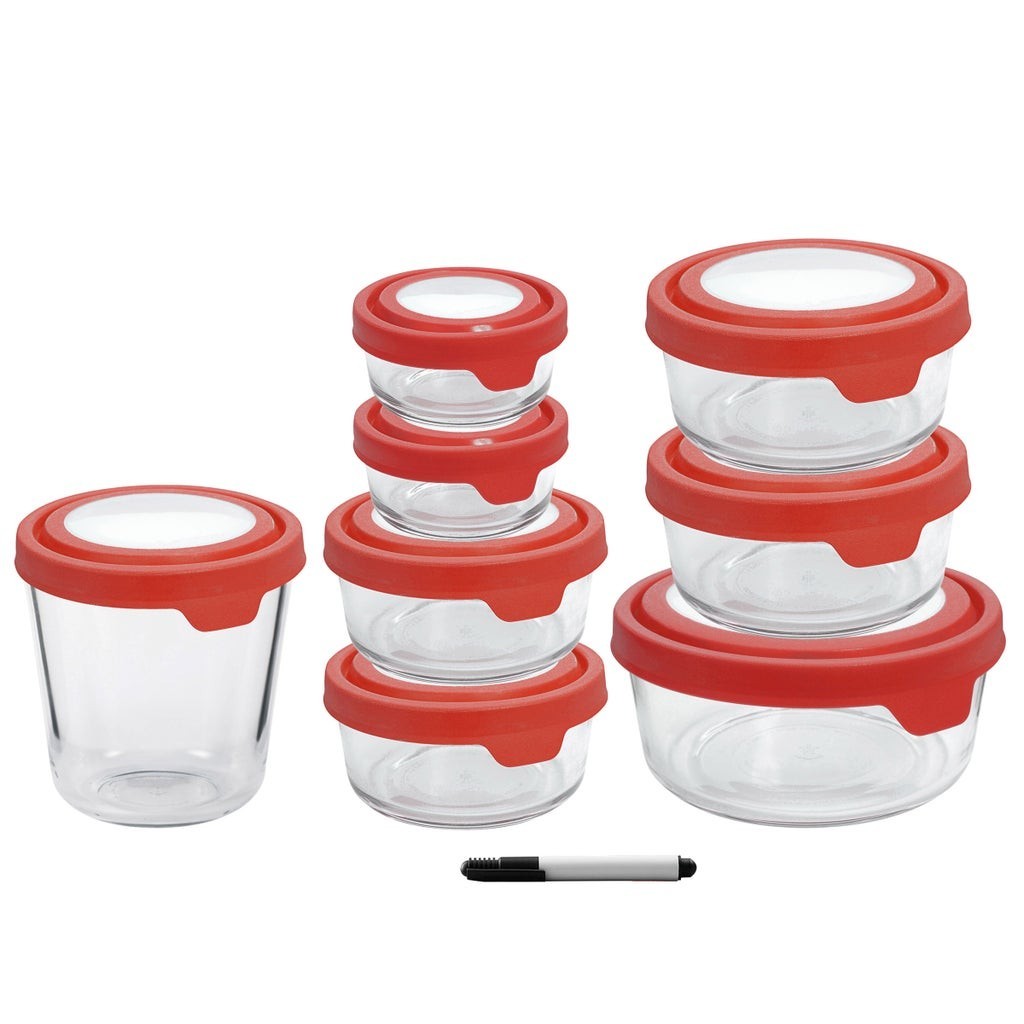 Anchor Hocking TrueSeal 16 Piece Glass Food Storage Containers BPA Free Bowls