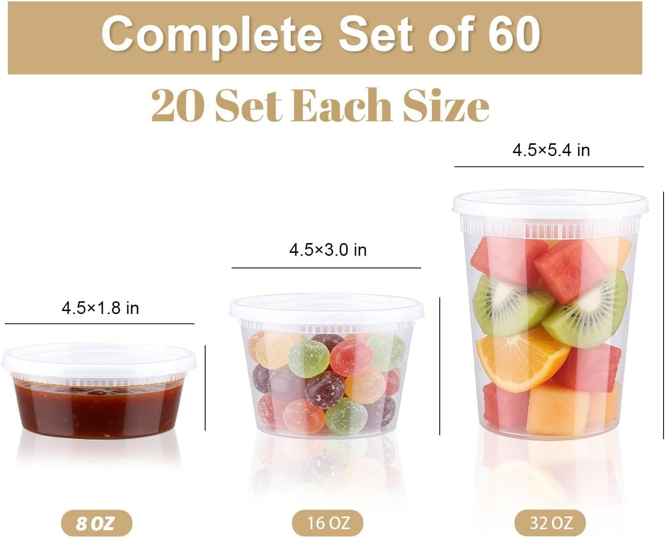 60 Piece Deli Container Set with Lids: Leak-Proof & Microwave Safe Food Storage