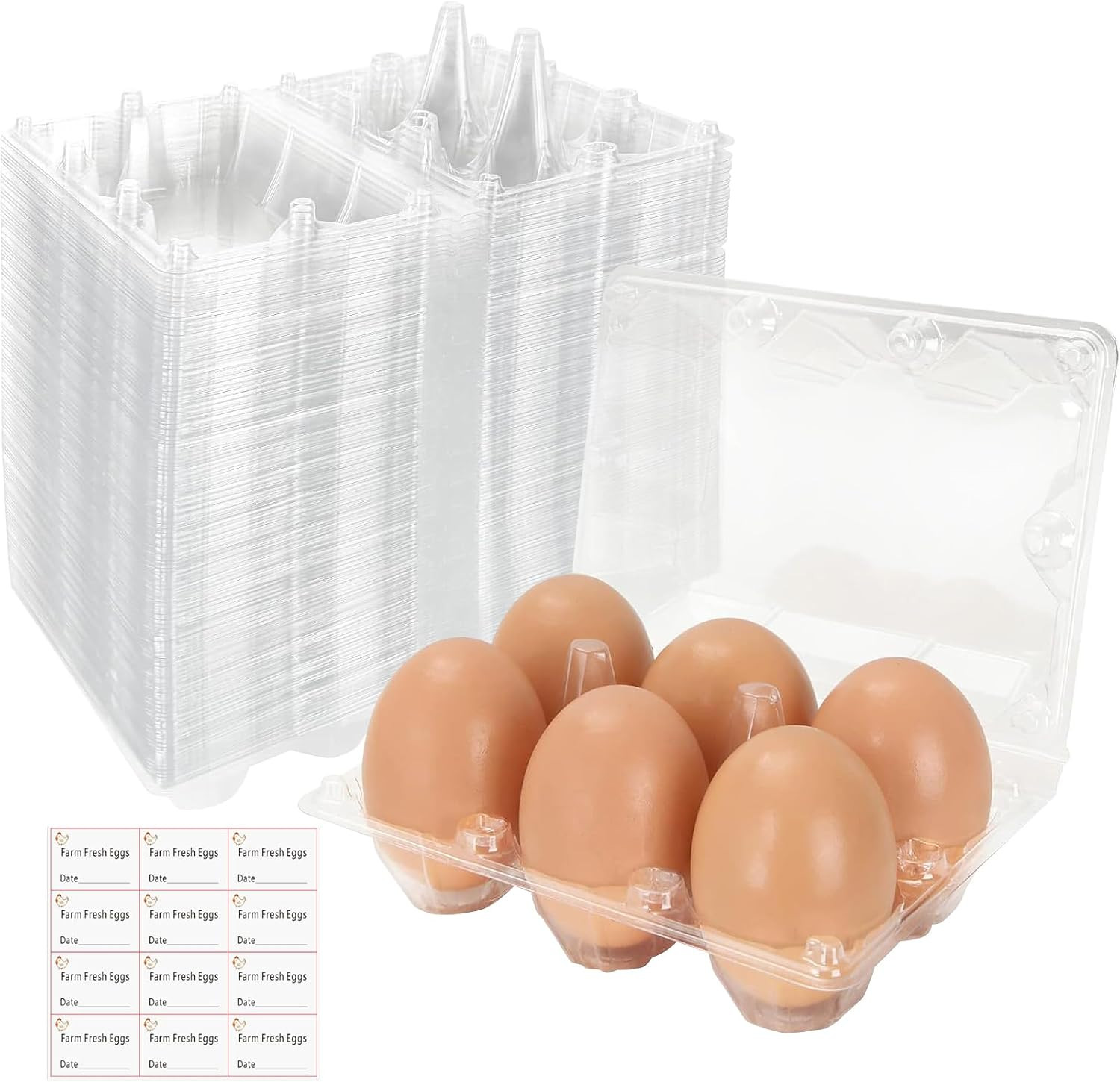 Plastic Clear Egg Carton for 6 Eggs,12Pack Egg Tray Reusable Medium Size Egg Car