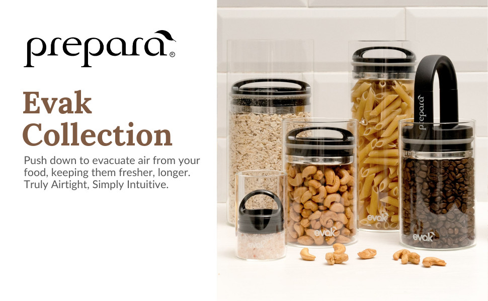 Evak Compact Airtight Glass Storage Canister, Medium (6” x 3.75″, 24oz) –