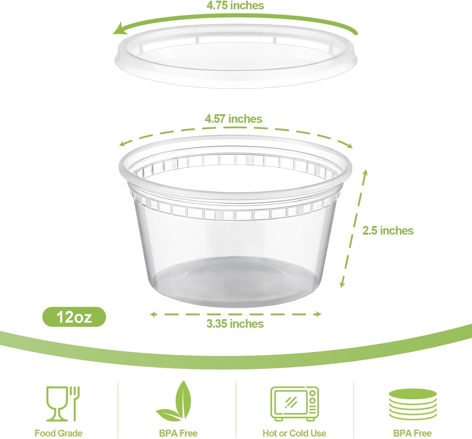 32 Sets 12 Oz Plastic Deli Food Containers with Lids, Airtight Food Storage Cont