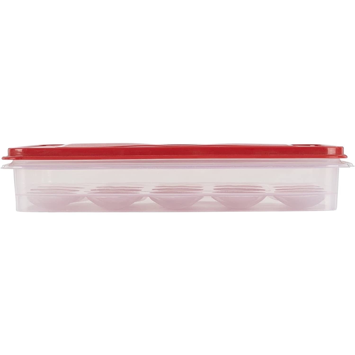 Rubbermaid Egg Storage Container, Clear/Red Egg Keeper, 1 Count,Secure,Stackable