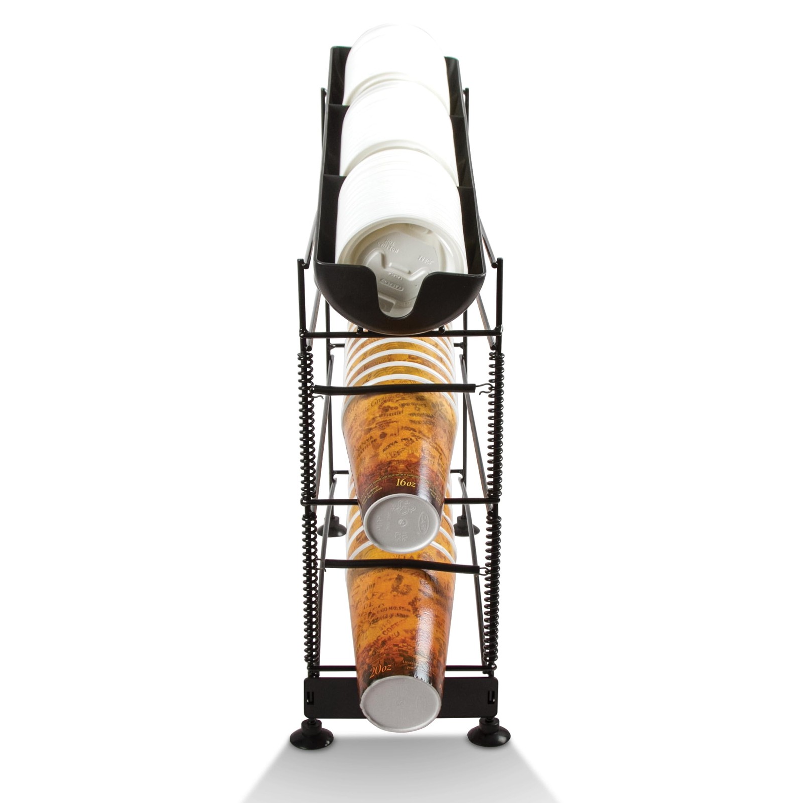 San Jamar Wireworks 3 Tier Cup Lid Dispenser Fits 844 Oz Black 8.25×20.5 In