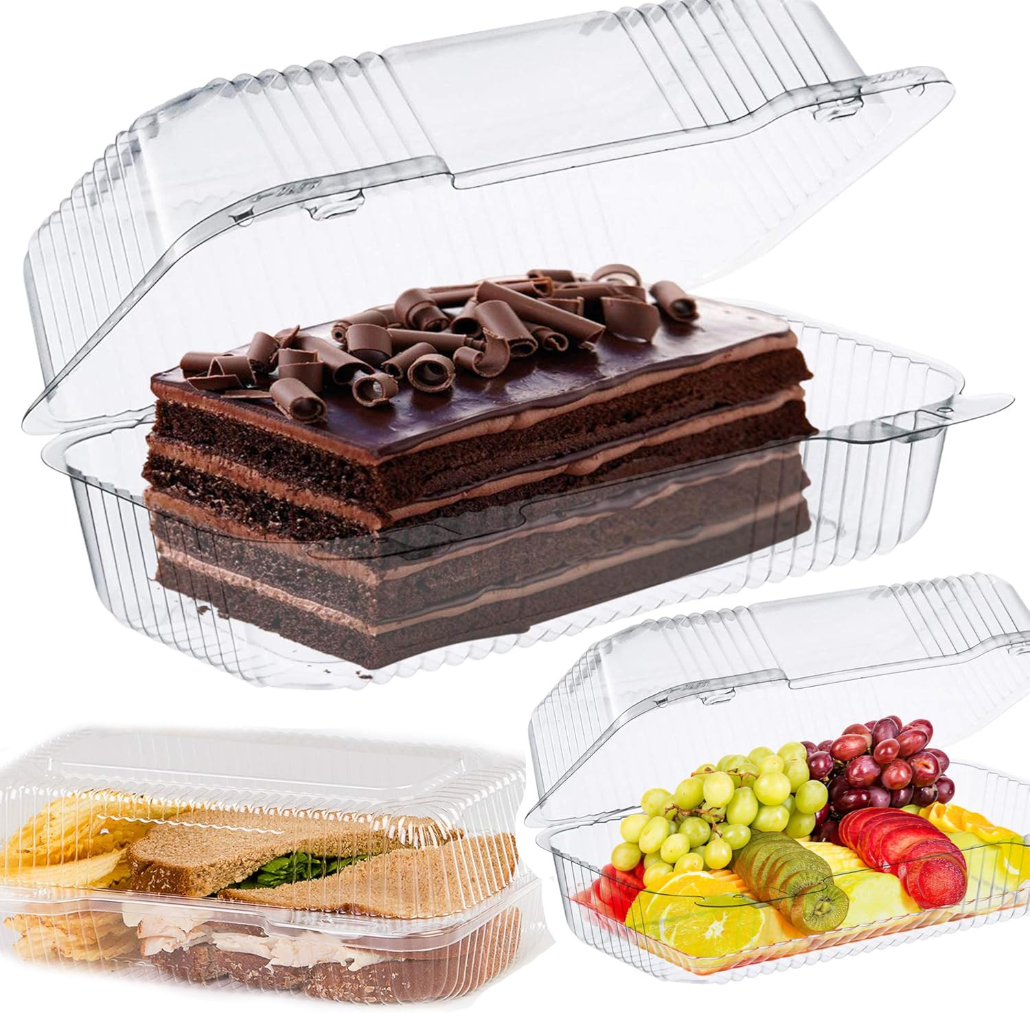 Bakers Pantry Cake Roll Container Clear Hinged Lid Disposable 9″ X 5 Great for L