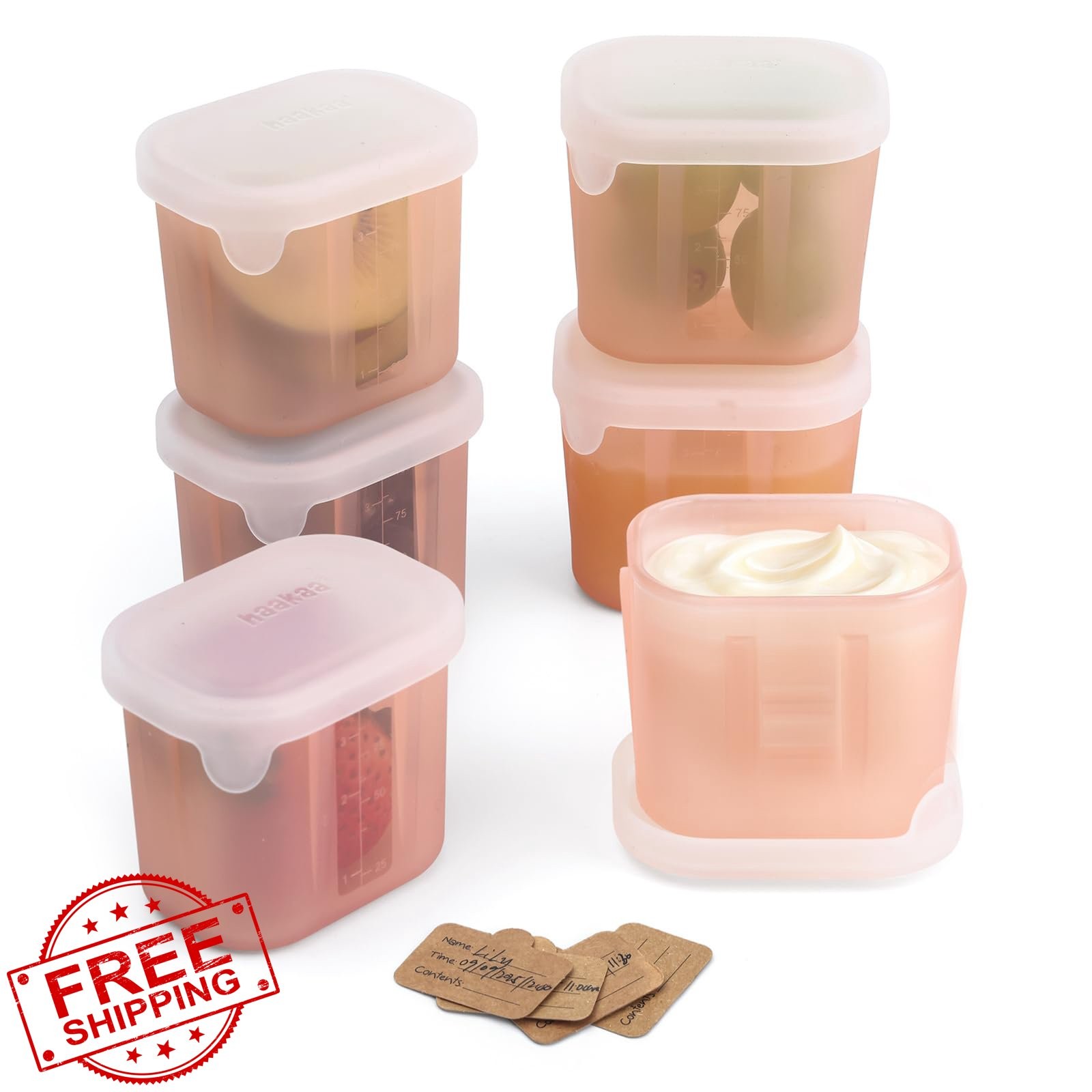 haakaa Mini Meal Containers Blush 3oz 6 Pack