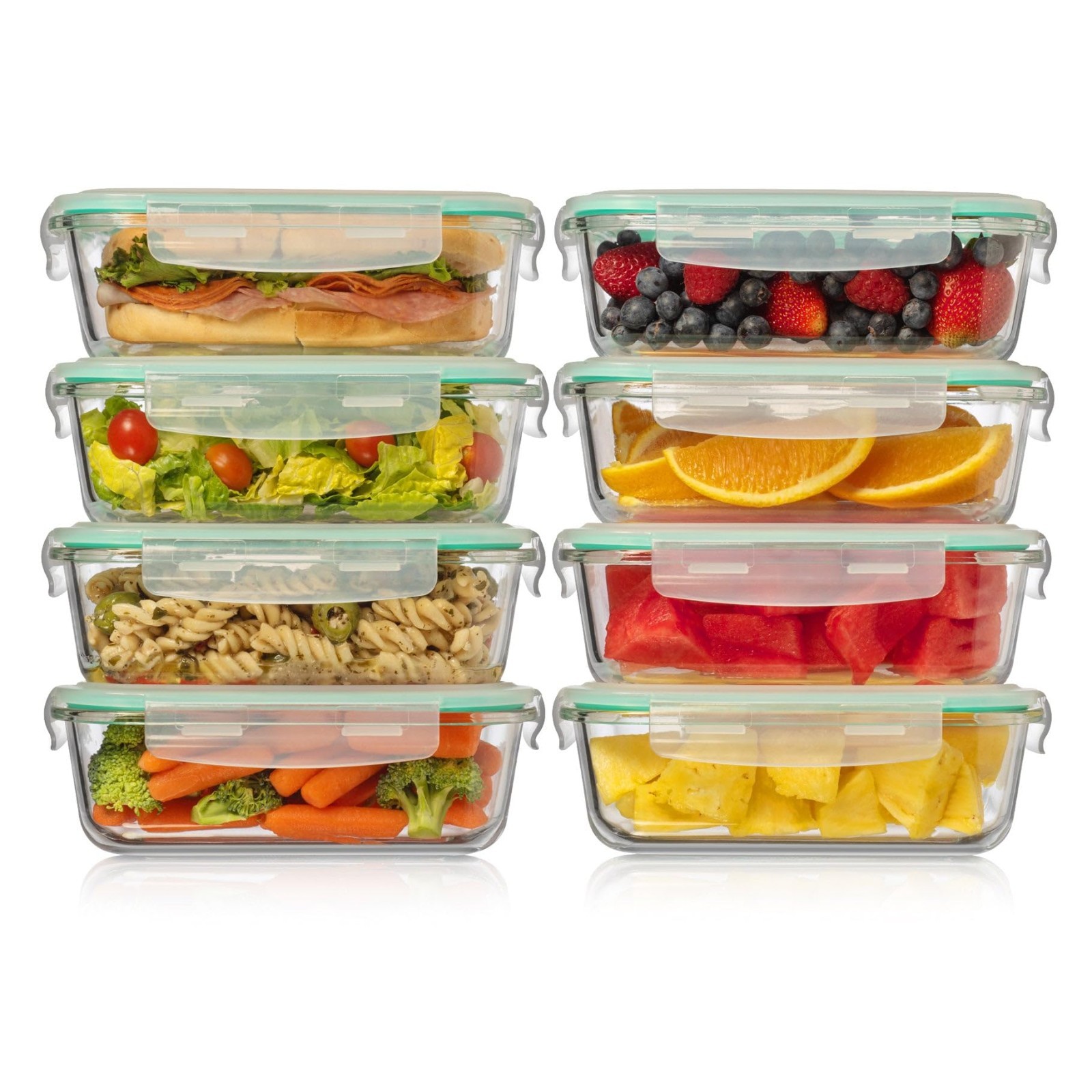Glass Meal Prep Containers with Lids [8 Pack, 33 oz & 4.5 oz] – 2 Compartment…