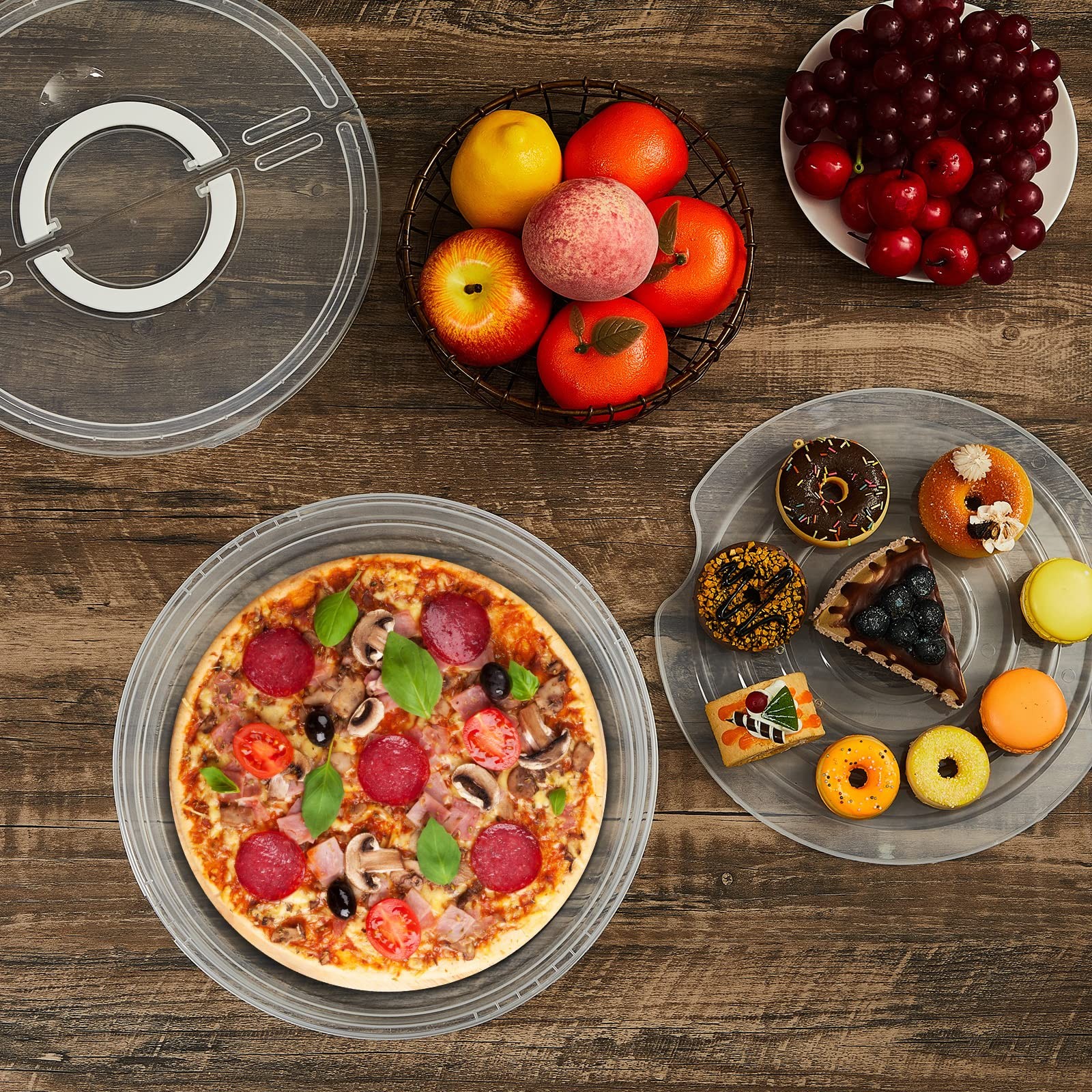 3 Pcs 12 Inch Pie Carrier with Lid and Handle, 2 Compartments Food Storage Co…