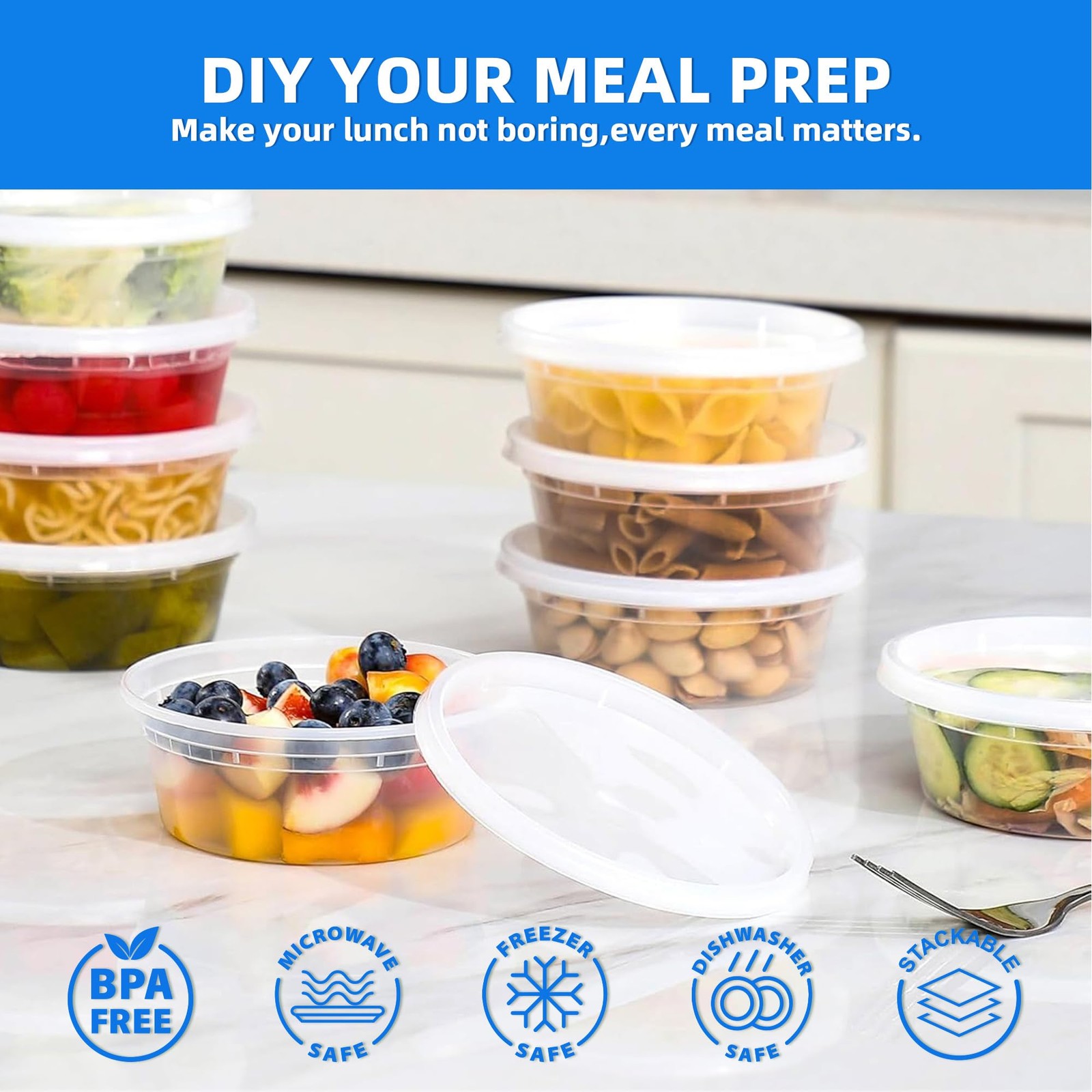 APSIC Plastic Deli Containers with Lids, 48 Sets 8oz Leakproof Soup Storage C…
