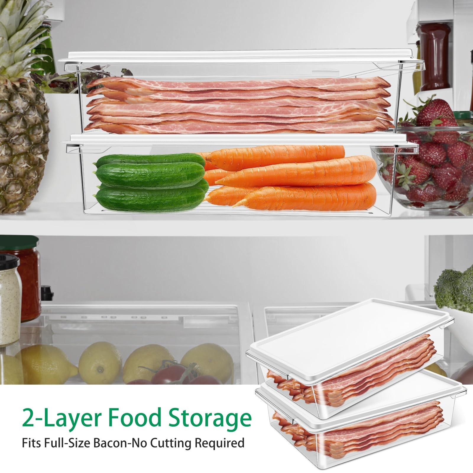 Hermundeau Deli storage containers with lids,bacon storage container for frid…