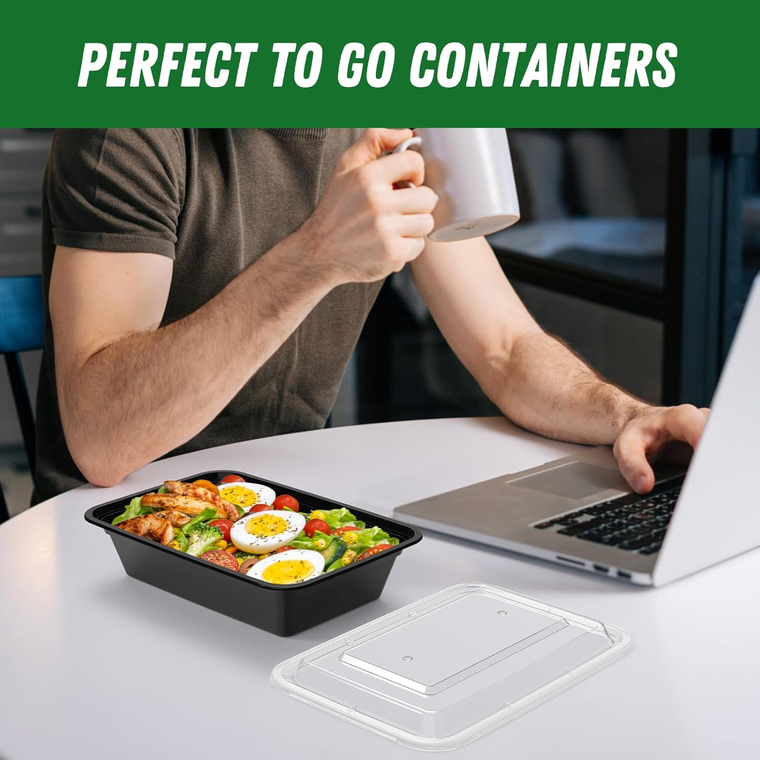Dealusy 50 Pack (100-Piece) 38 Oz Meal Prep Containers Reusable with Lids, Sturd