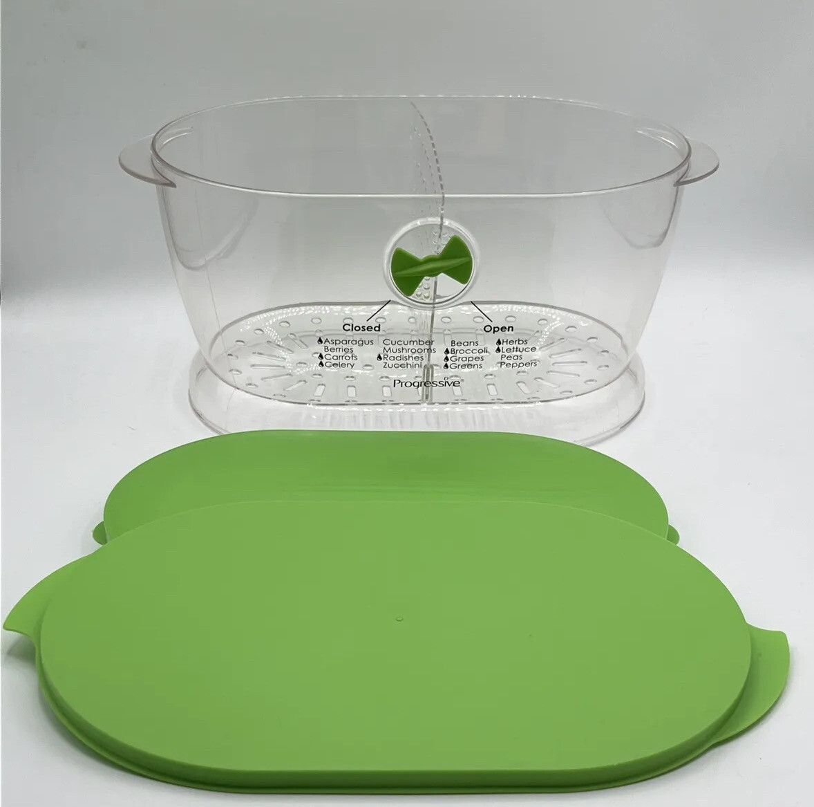 Progressive Prepworks Lettuce Keeper Food Storage , 4.7 Qt, Green Lid EUC