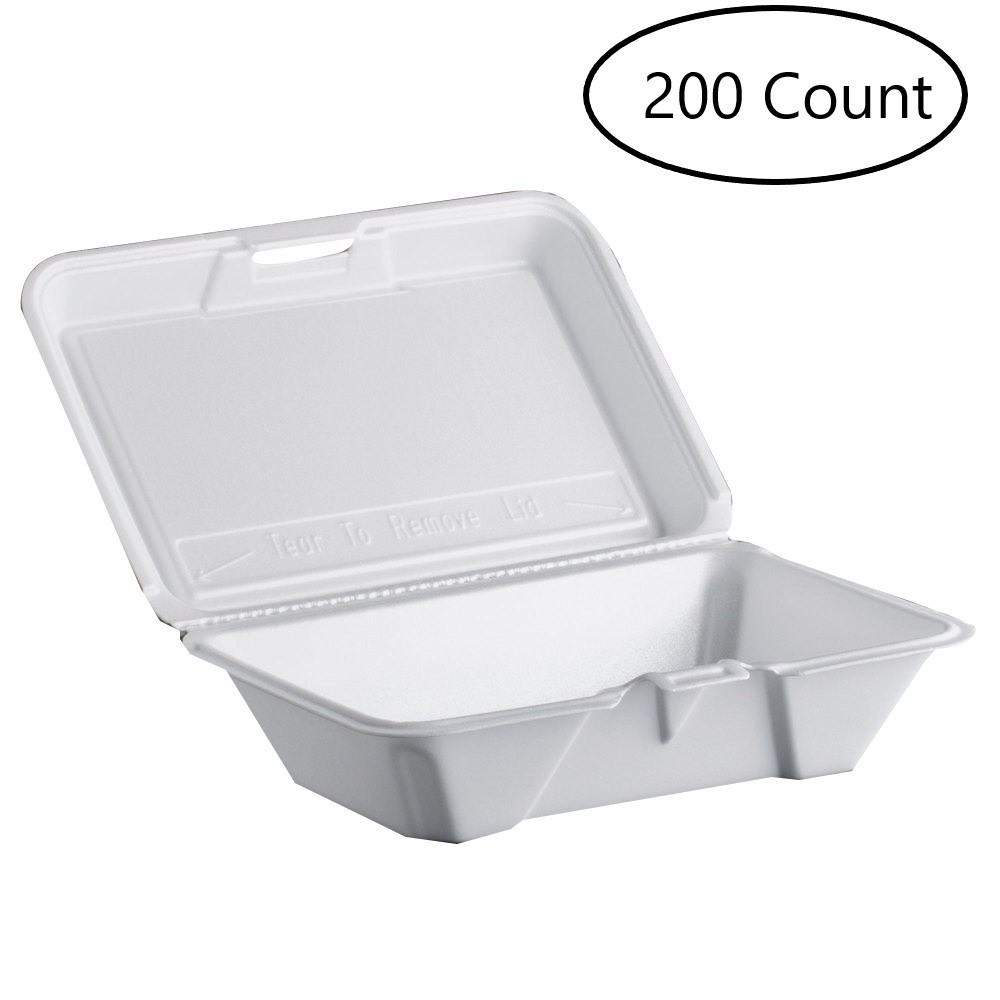 Dart Foam Hinged Containers With Removable Lid 9 1/4 X 6 3/8 X 2 7/8-200 CT.
