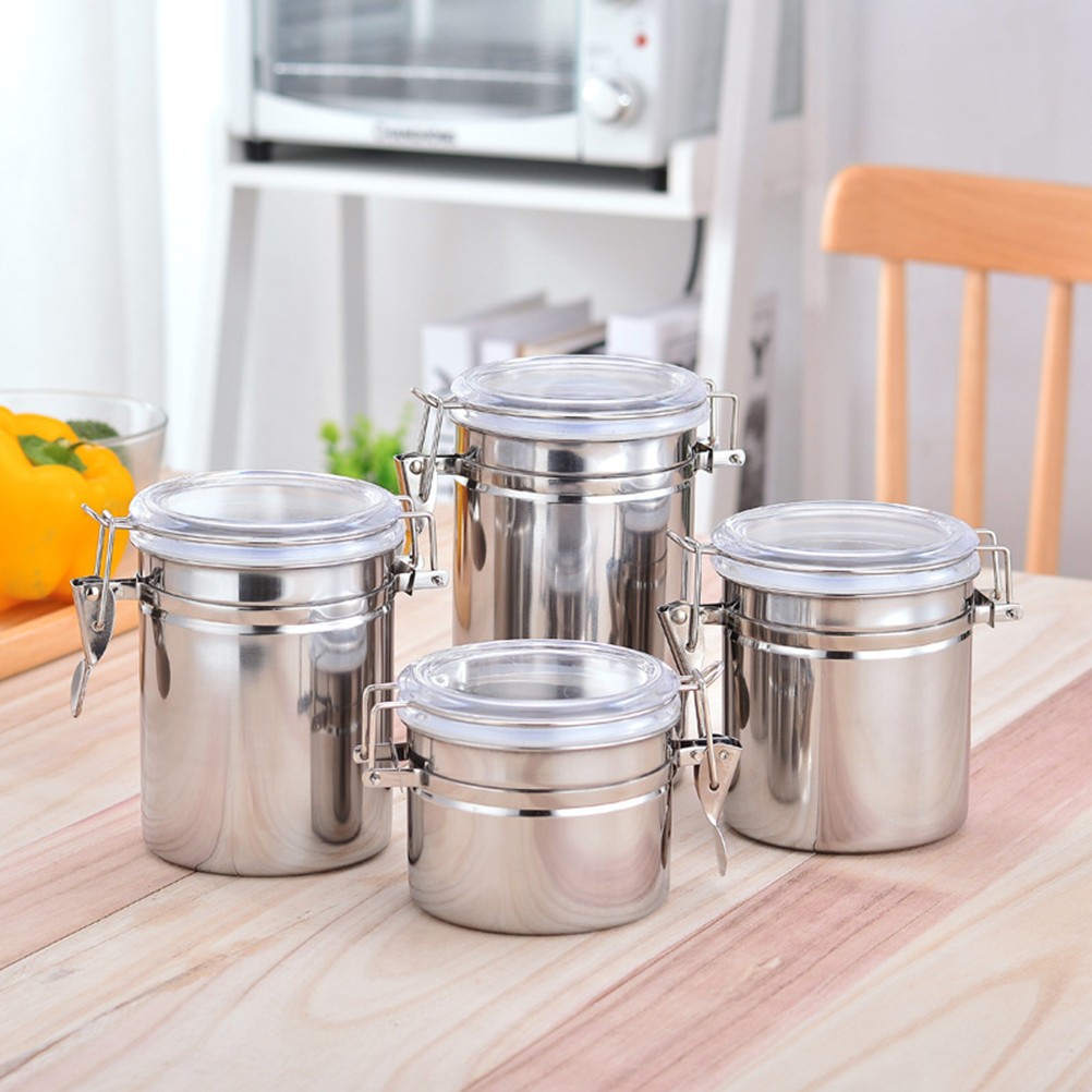 Coffee Bean Storage Cans 1Pcs Silver For Home Use And Travel