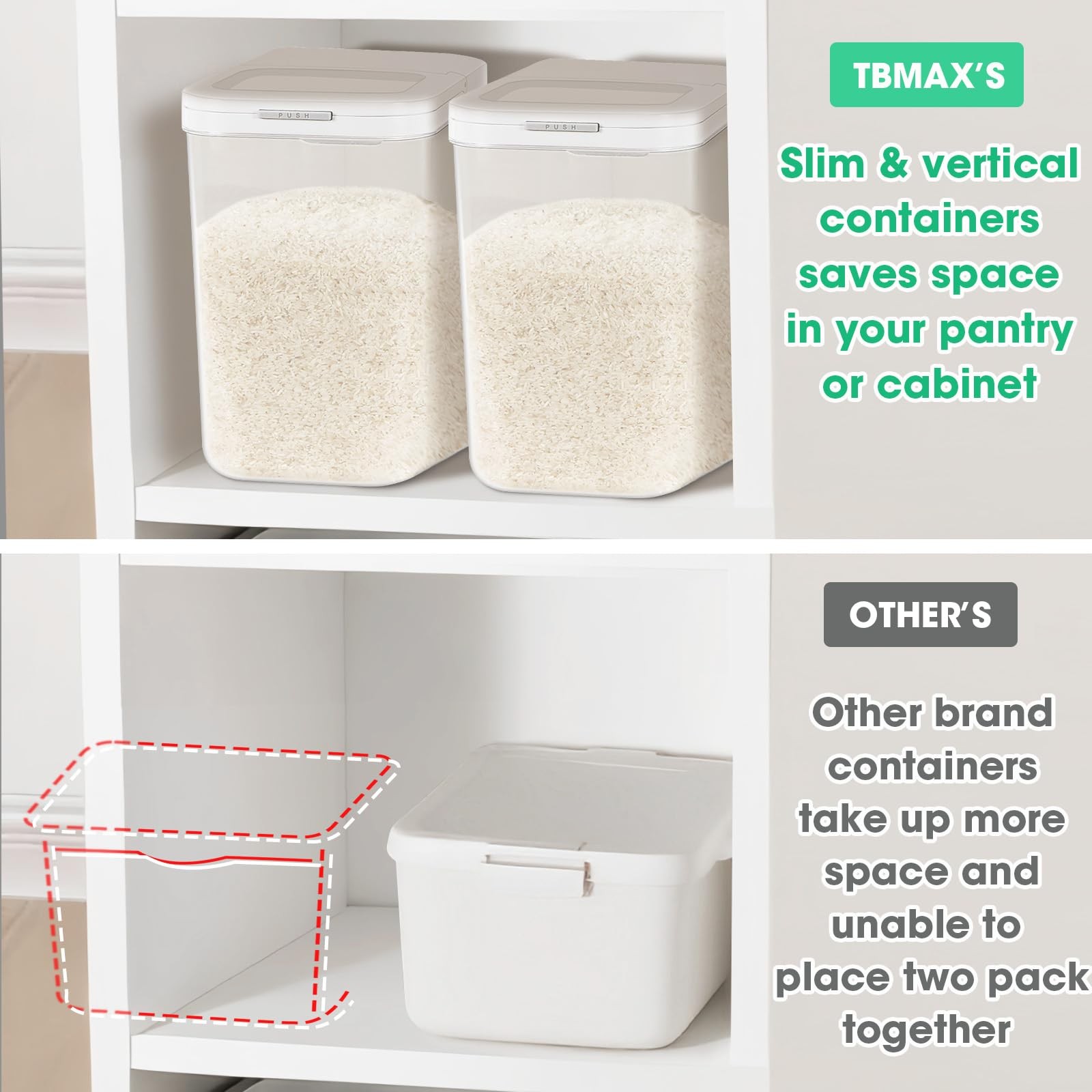 Rice Flour Storage Container with Automatic Flip-up Lid 25 Lbs | 12.68 Qt, Ta…