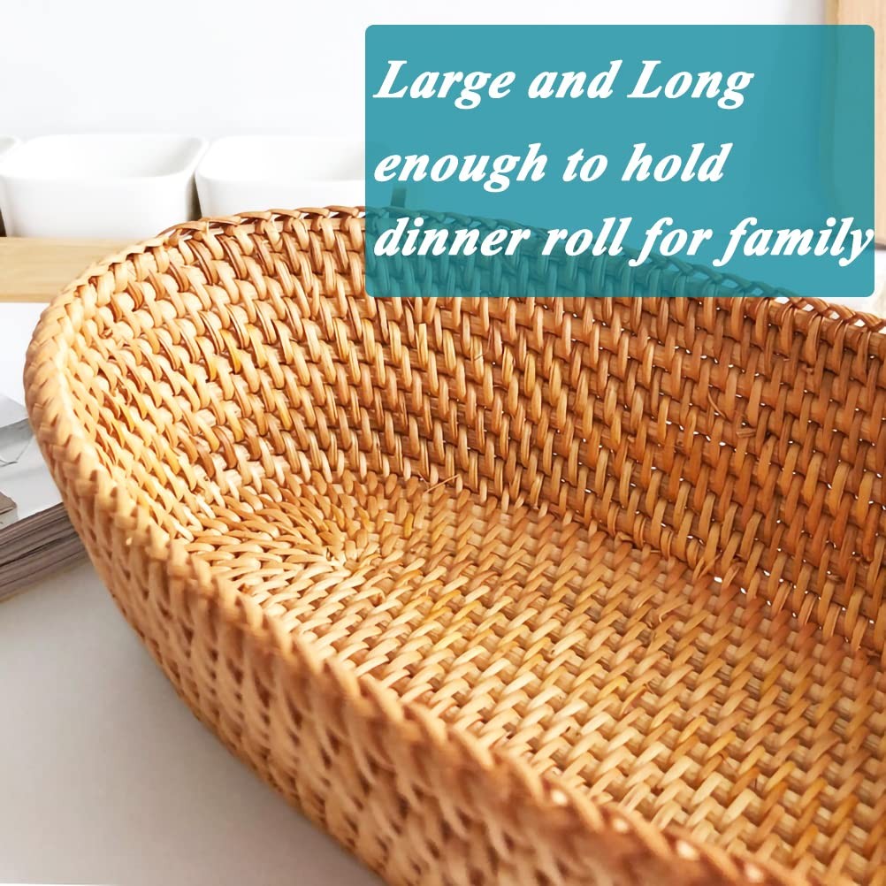 12.6 Inch Woven Bread Basket Fruit Basket for Kitchen Counter Wicker Handmade…