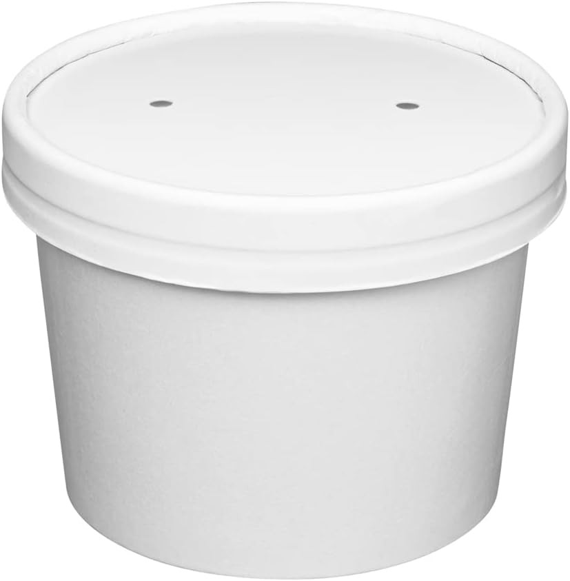 8 Oz. White Paper Food Containers with Vented Lids [25 Count] to Go Hot Soup …