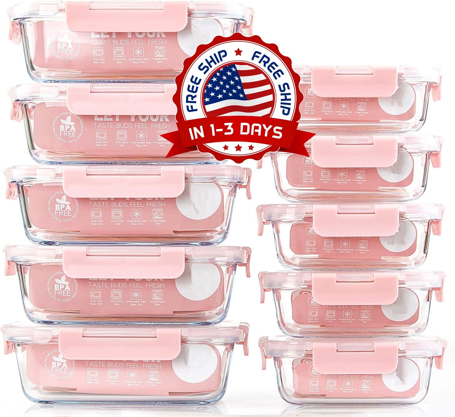 Recipientes De Vidrio Para Almacenamiento De Alimentos Con Tapas Herméticas NEW.