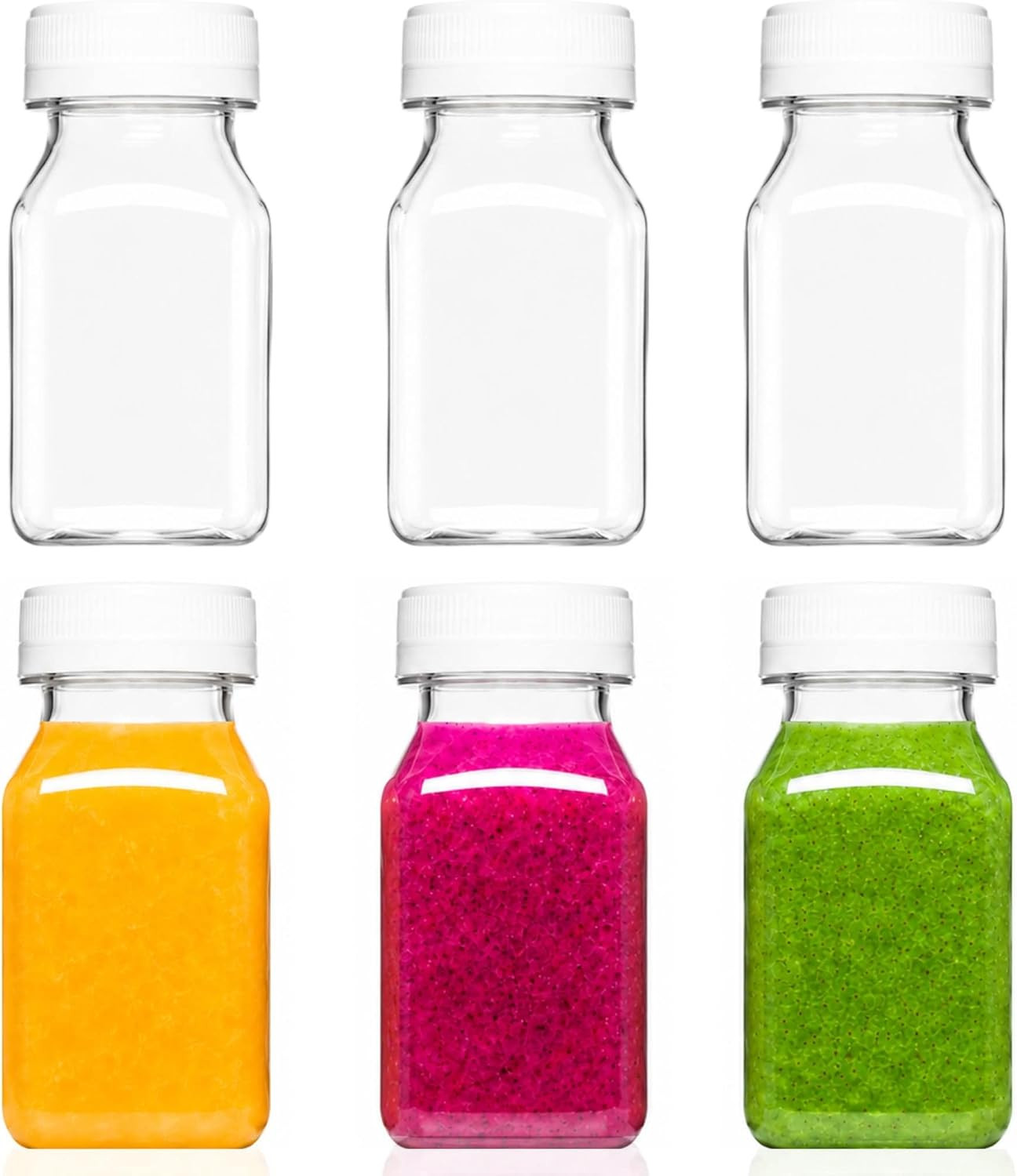 4 Oz Small Plastic Bottles with Black Caps for Liquids – Ginger Shot Lids, Welln