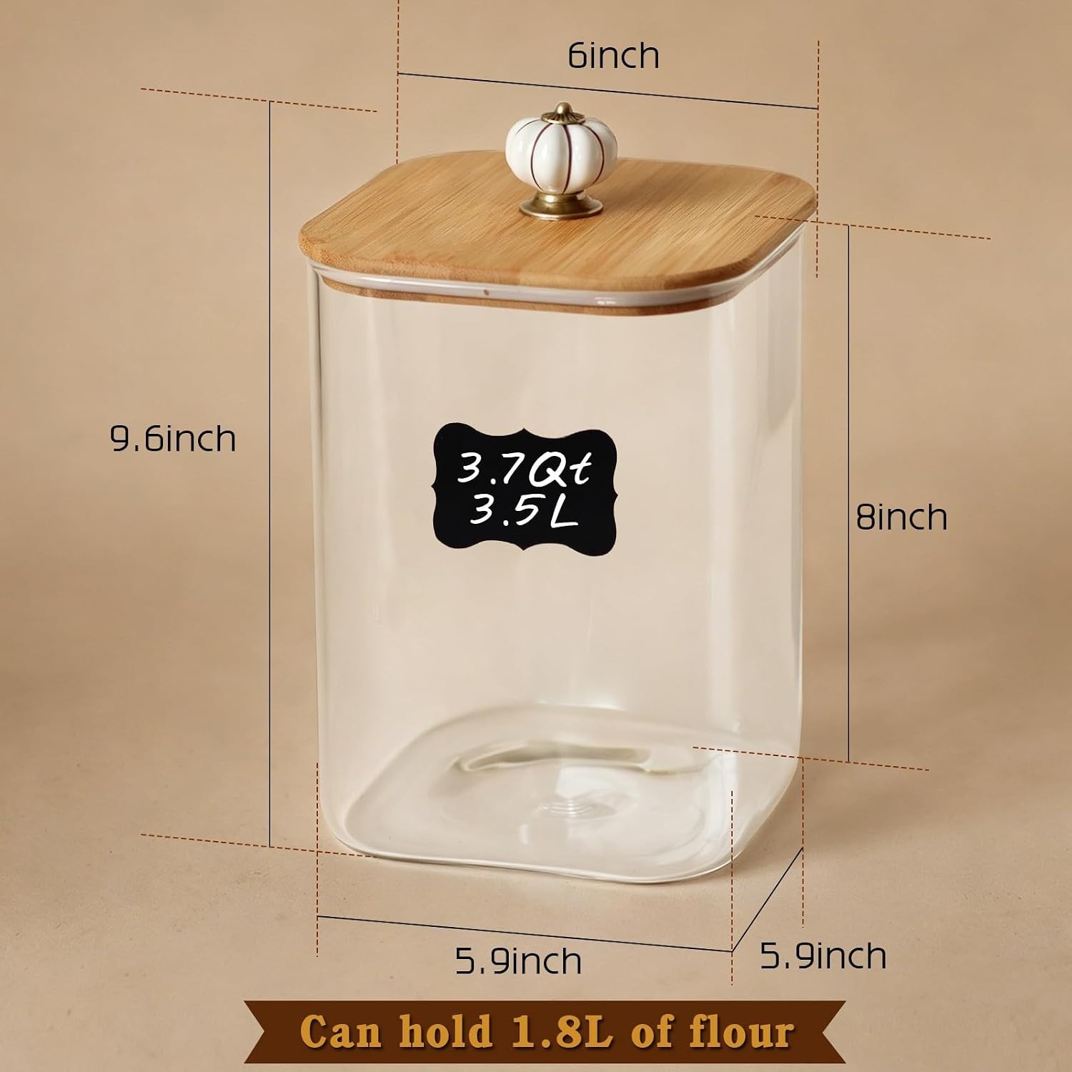 2 Pack 3.7 Qt Large（120oz）Glass Food Storage Containers with Lids,Square Glas…