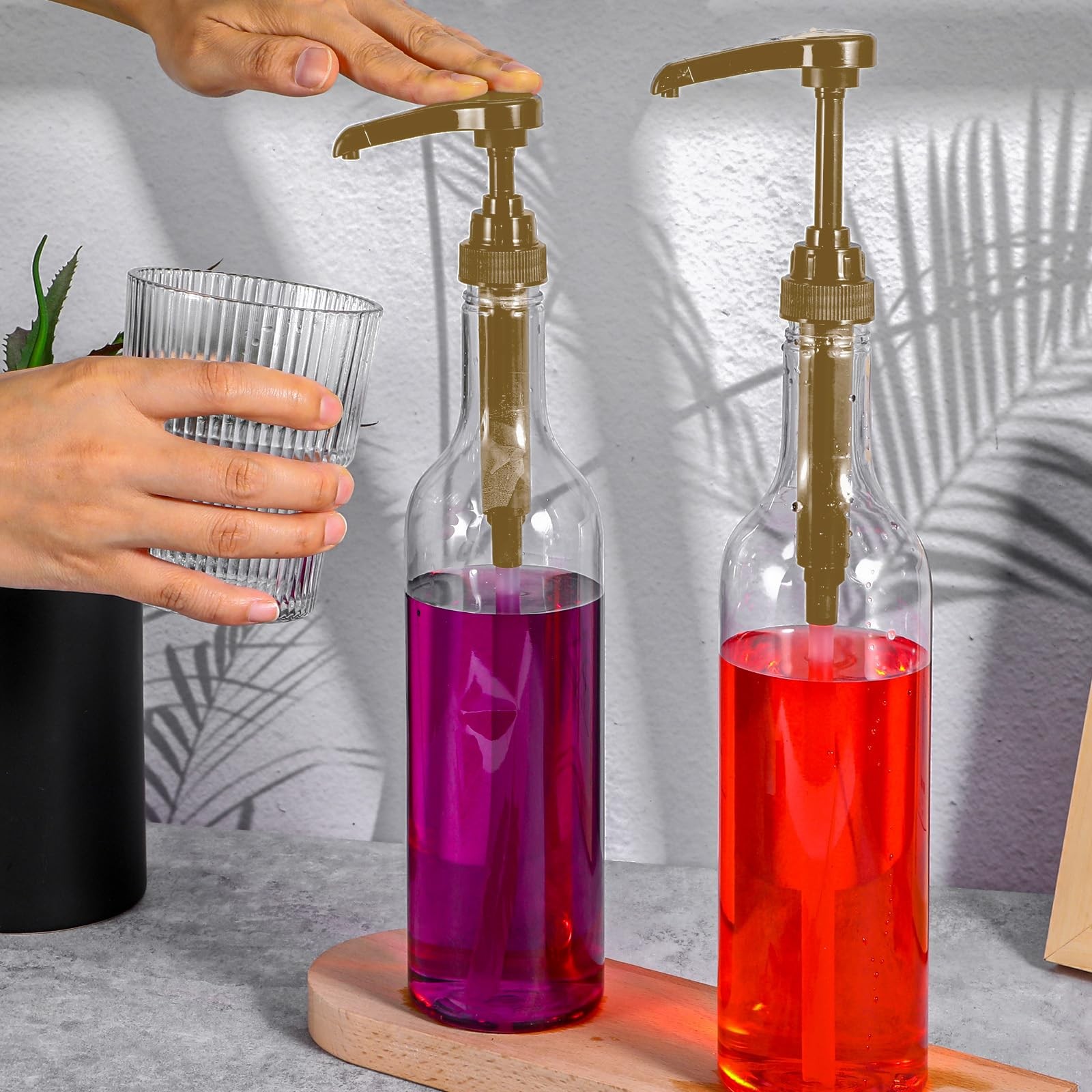 4 PCS Coffee Syrup Dispenser 750ml Bottles Large Leakproof Gold Pump Bar