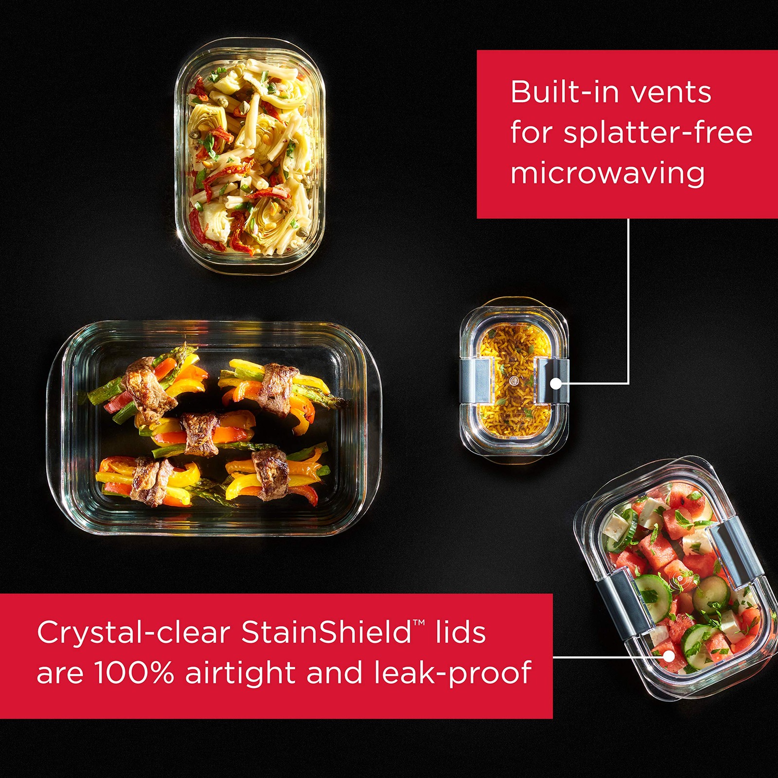 Rubbermaid Brilliance Glass Storage 4.7-Cup Food 4.7 cups (6-Piece), Clear