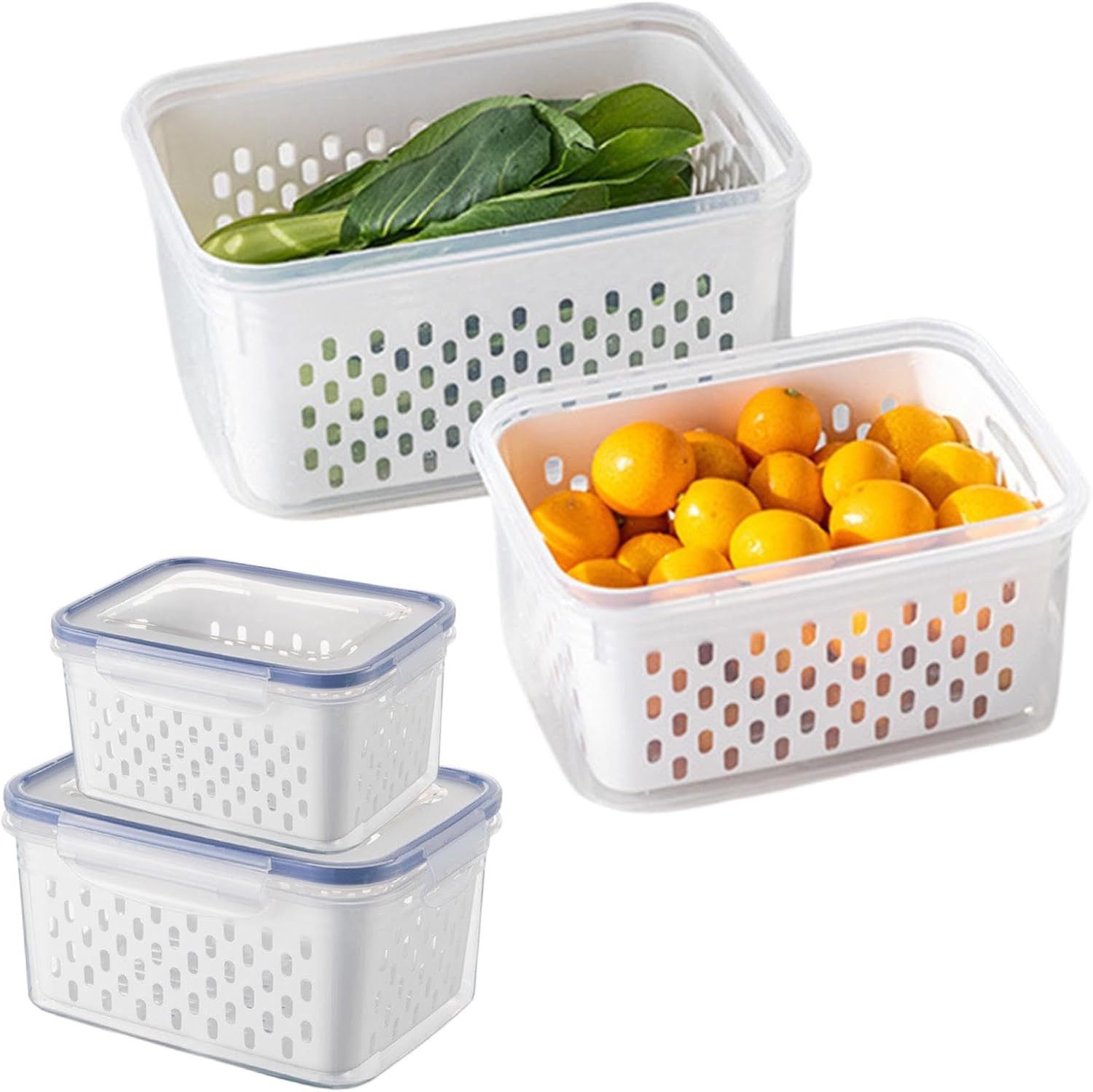 2pcs Fruit Storage Containers for Fridge, Leakproof Food Storage Containers w…