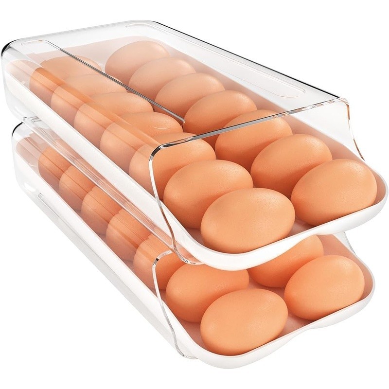 Stackable Auto Rolling Egg Holder Quick Access Storage 12 to 14 Eggs BPA Free US