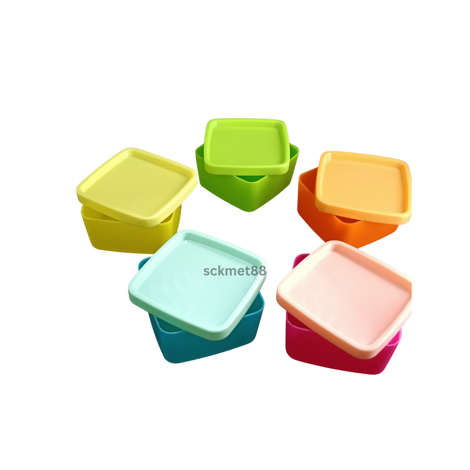 10PCS Square Mini Plastic Food Storage Containers – Colourful (6.5×6.5×3.4cm)