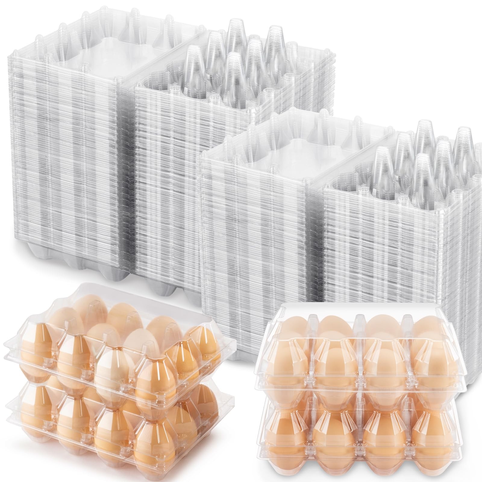 SINLUCESCE 100 Packs Egg Cartons Cheap Bulk，Plastic for 12 Eggs, Clear Egg Carto