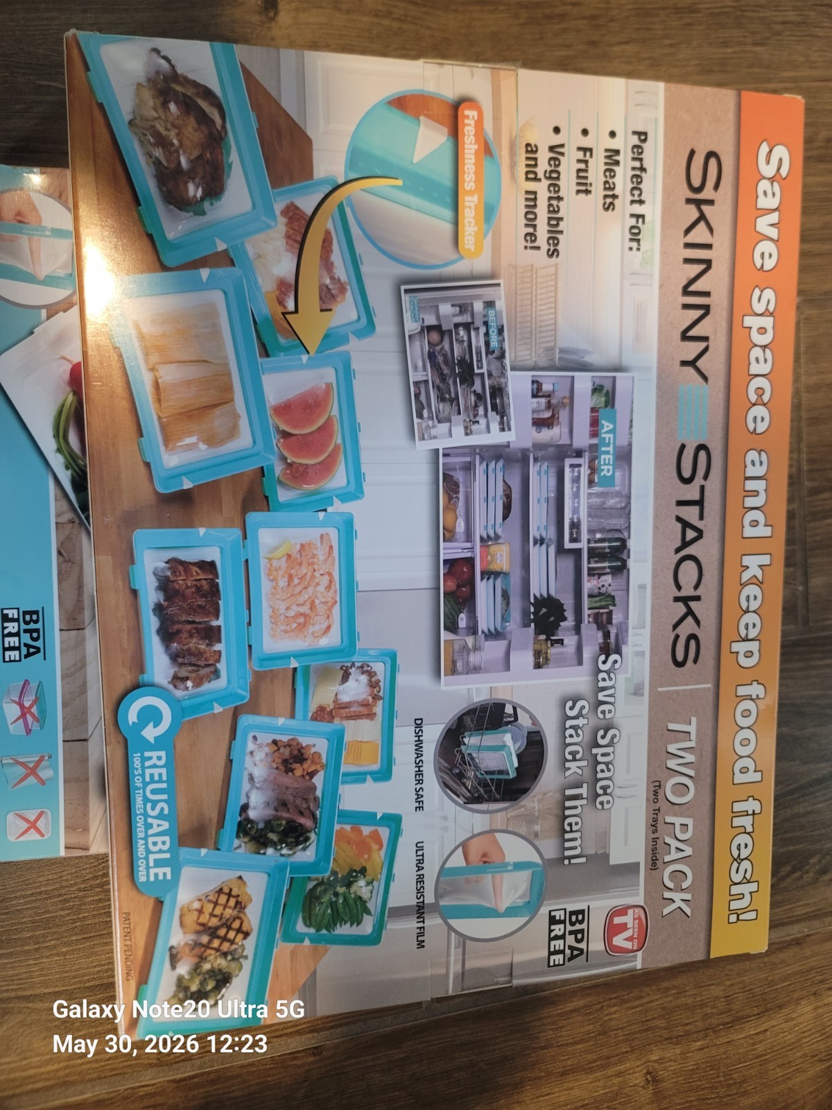 Lot of 2 Skinny Stacks Food Storage Trays Two Pack As Seen On TV BPA Free Blue