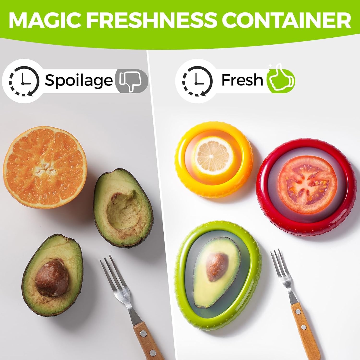 4 Pack Food Storage Pods Reusable Containers Silicone Fruit and Veggie Keepers