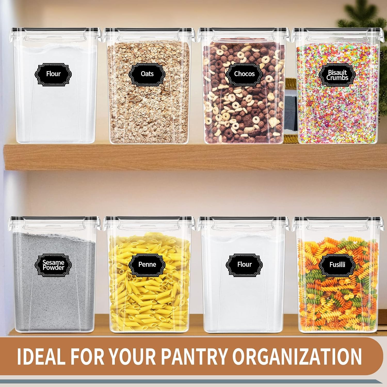 PRAKI Large Airtight Food Storage Containers 5.2L / 195Oz, 4Pcs Pantry Kitchen O