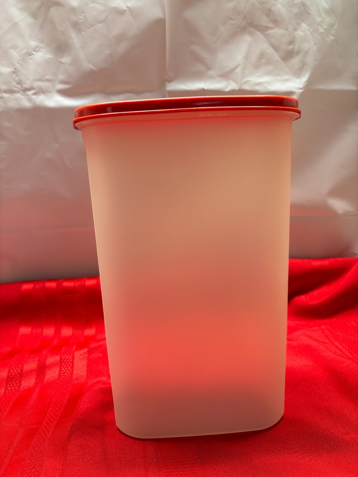 Tupperware Modular Mates Oval Clear Tall Container #1615-5 Orange Lid #1616-21