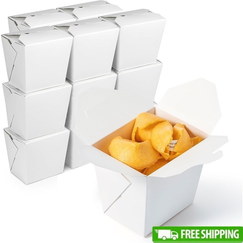 Disposable 16oz Eco Paper Food Containers Leak Resistant Takeout Meal Prep New