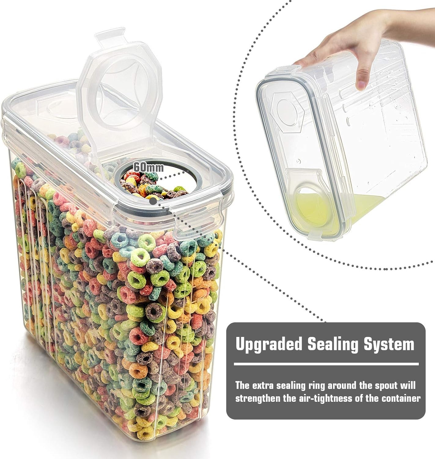 Cereal Storage Containers Set, Large BPA Free Plastic Airtight Food Storage C…
