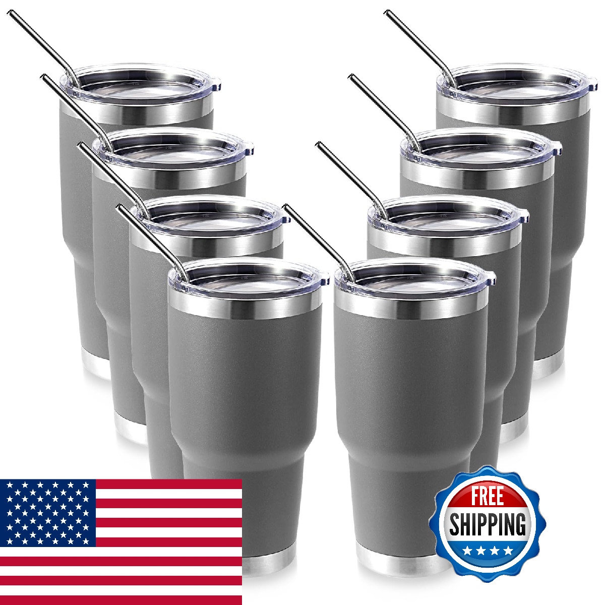 Volhoply 30Oz Insulated Tumbler Lid And Straw Double Wall 304 Stainless Steel