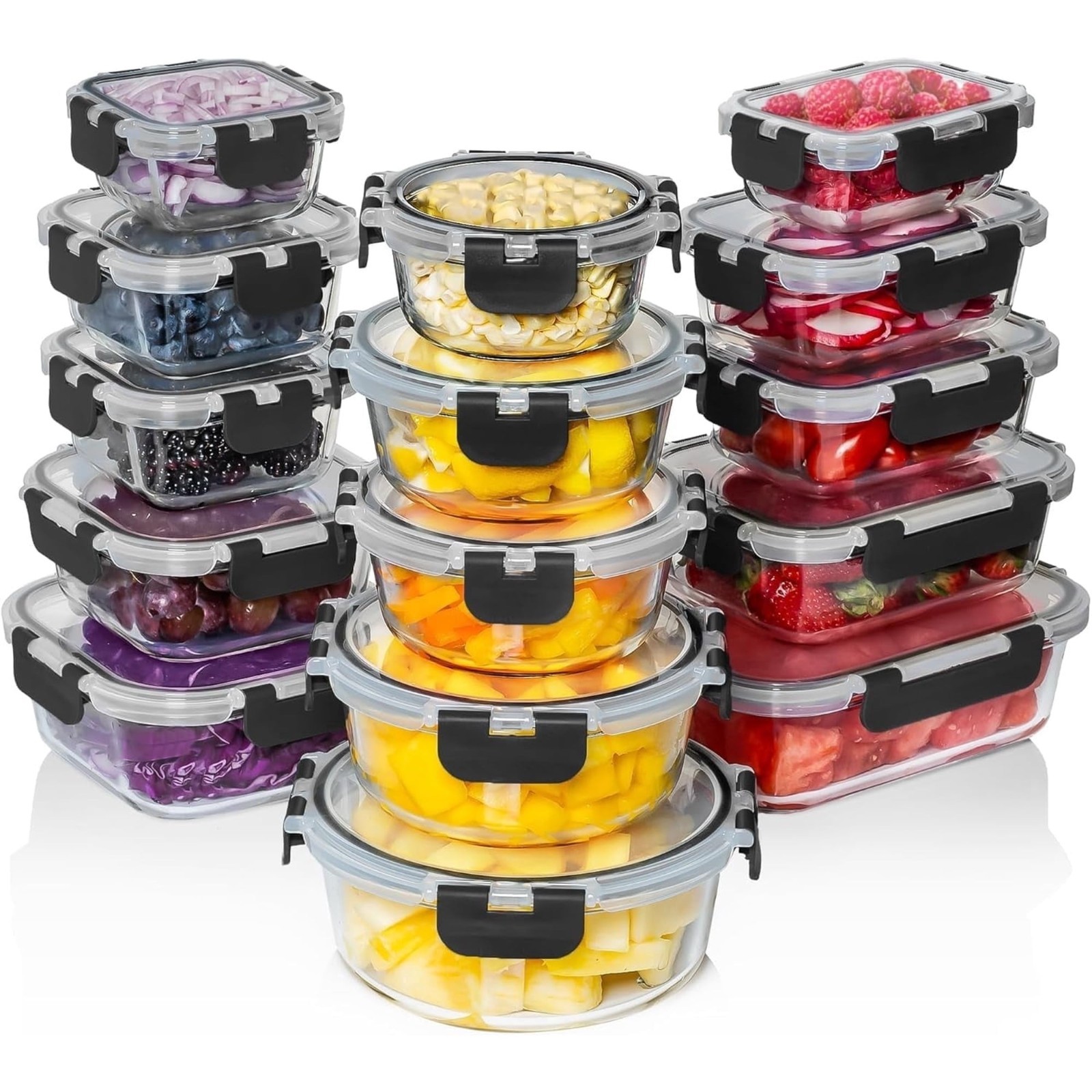 Razab 15 Pc Glass Food Storage Containers w Lids Leakproof Meal Prep