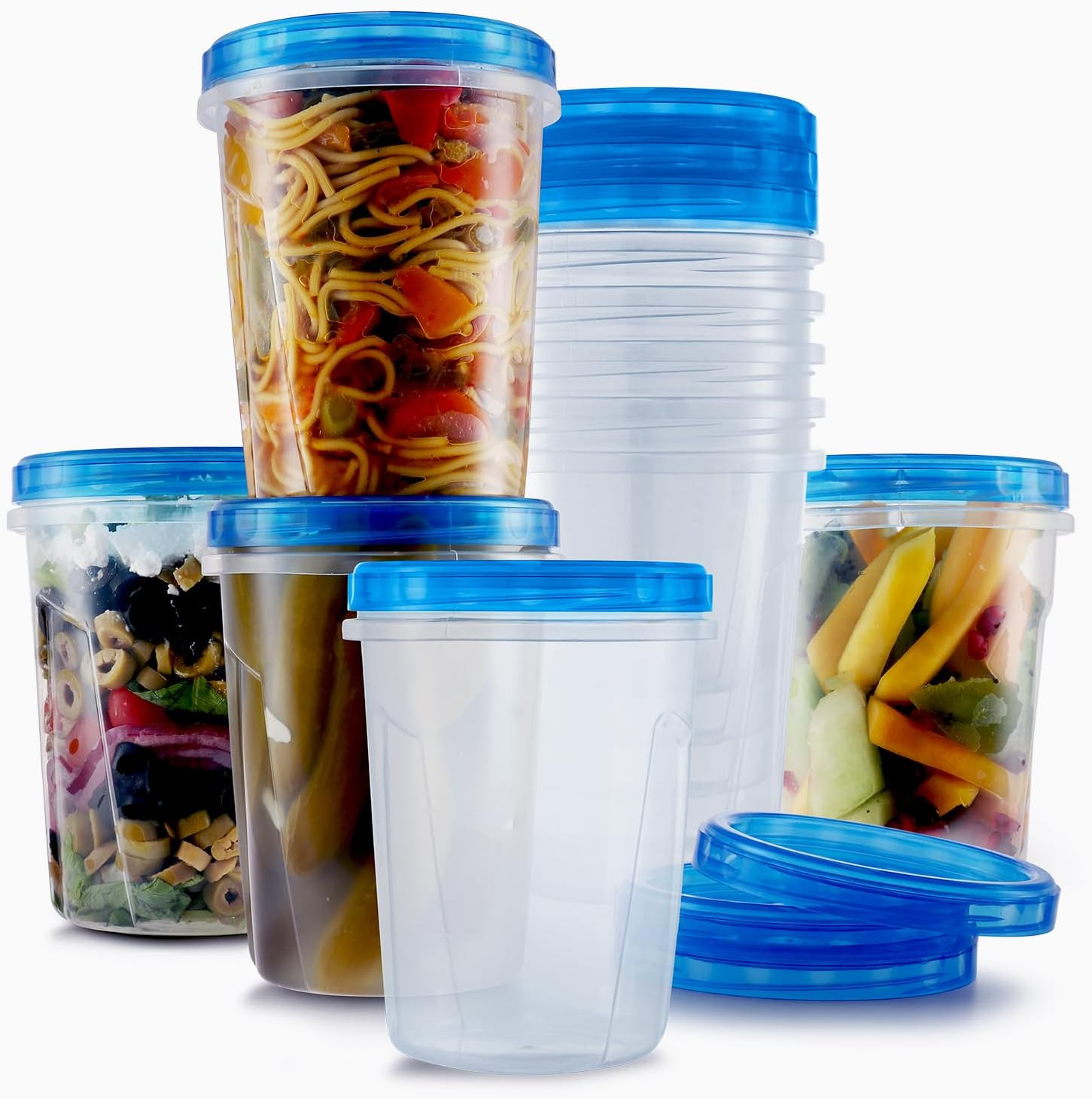 10 Pack Leakproof Freezer Containers – 32 Oz Reusable Plastic Soup Containers