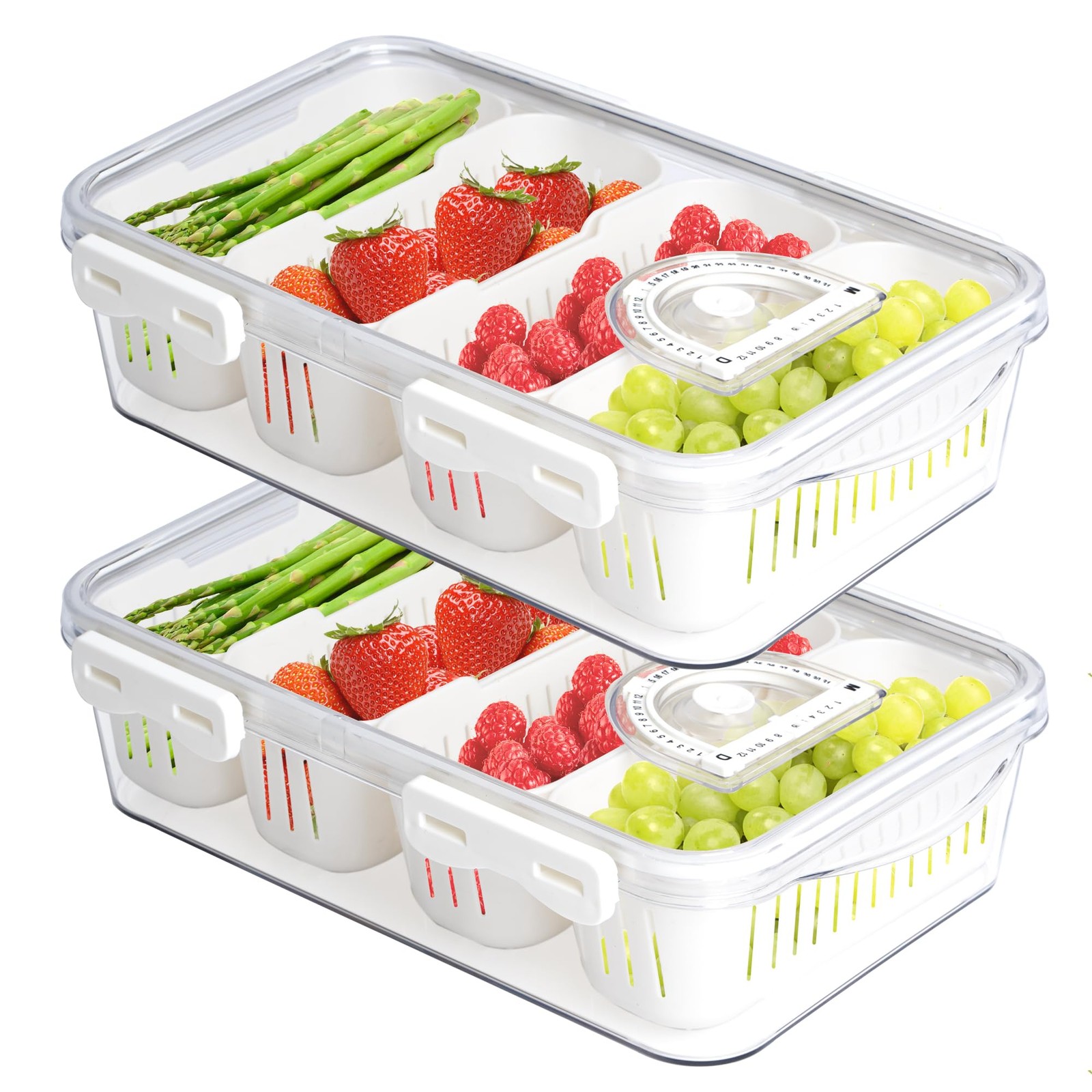 2Pack Poratble Bacon Storage Container for Fridge Divided Snackle Box Charcut…