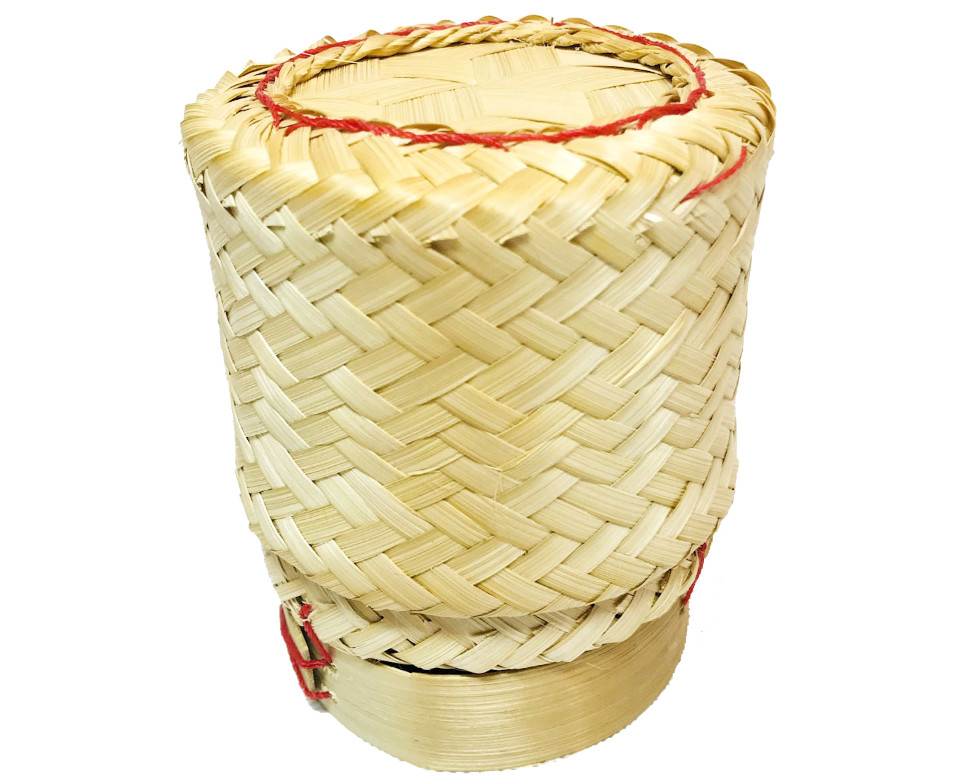 Vintage Handicraft Kratip Sticky Rice Small Bamboo Serving Basket Thai