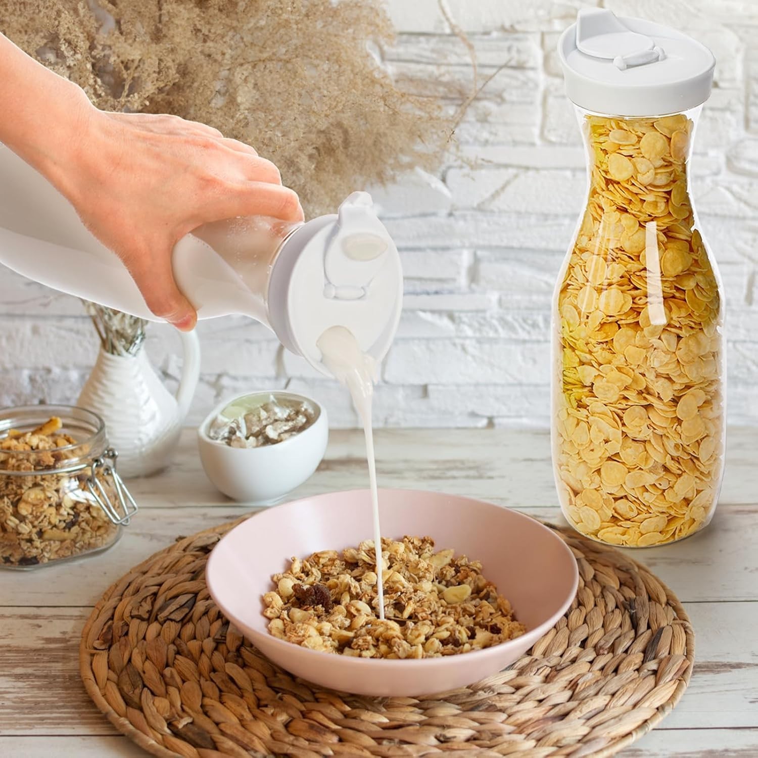 Jarras de agua de 1,5 litros con tapa (paquete de 8) – Jarras de plástico para j