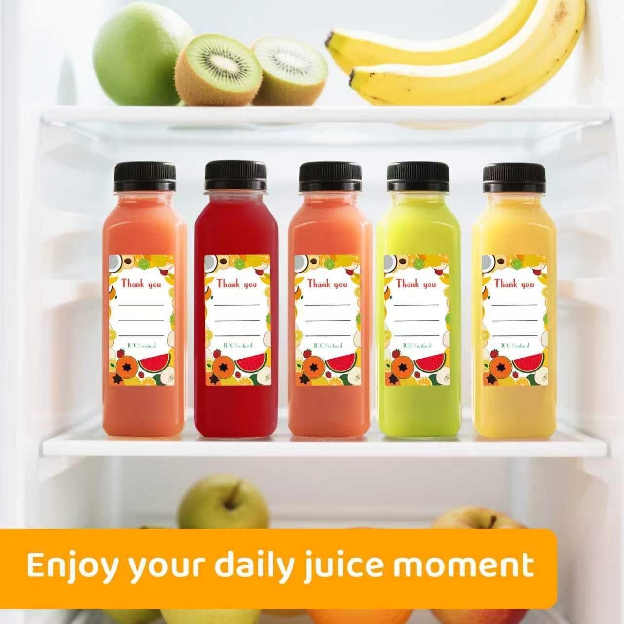 100PCS 16oz Plastic Juice Bottles with Lids Clear Reusable Beverage Set