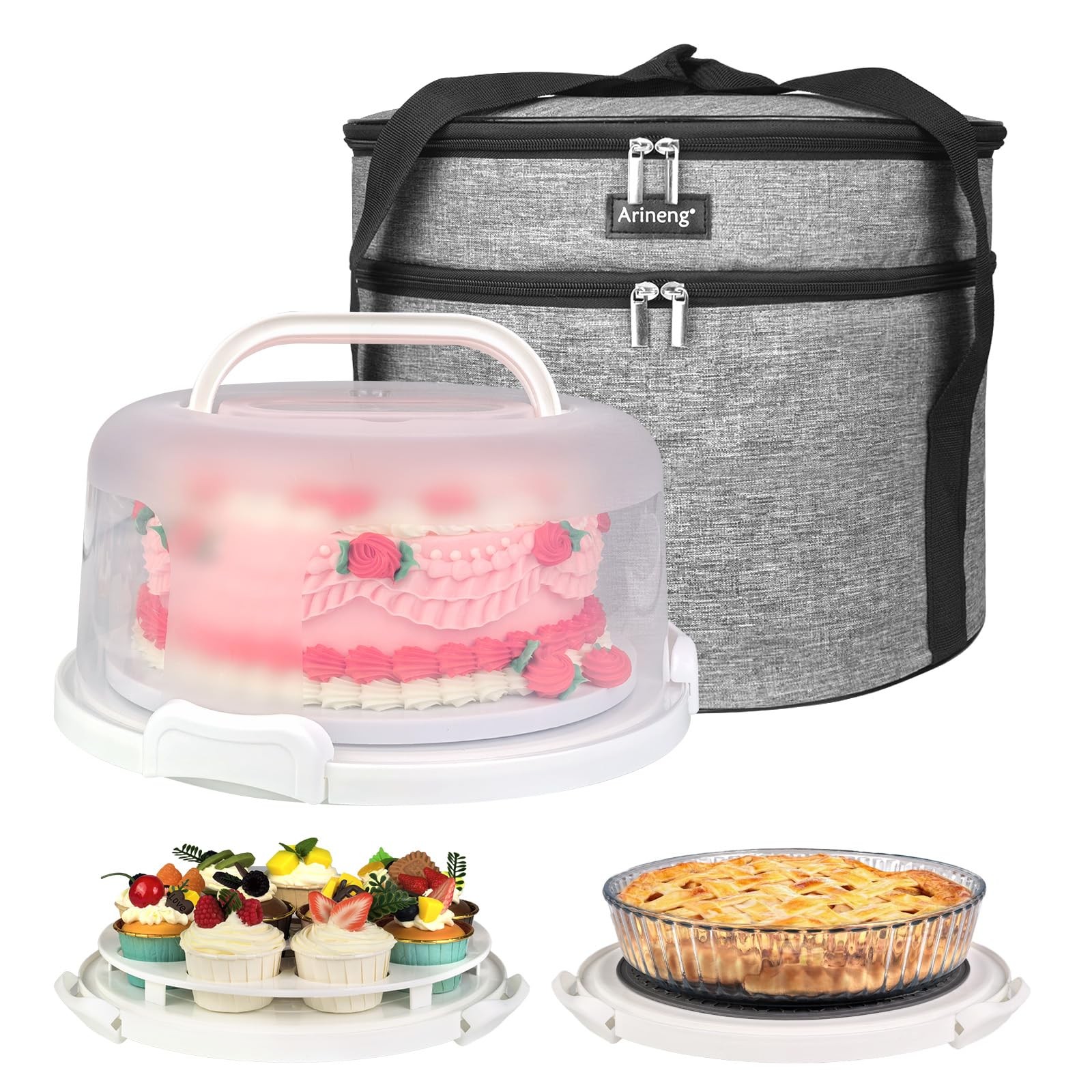 10 inch Round Cake Carrier Box with Lid and Handle, Transportation Insulated …