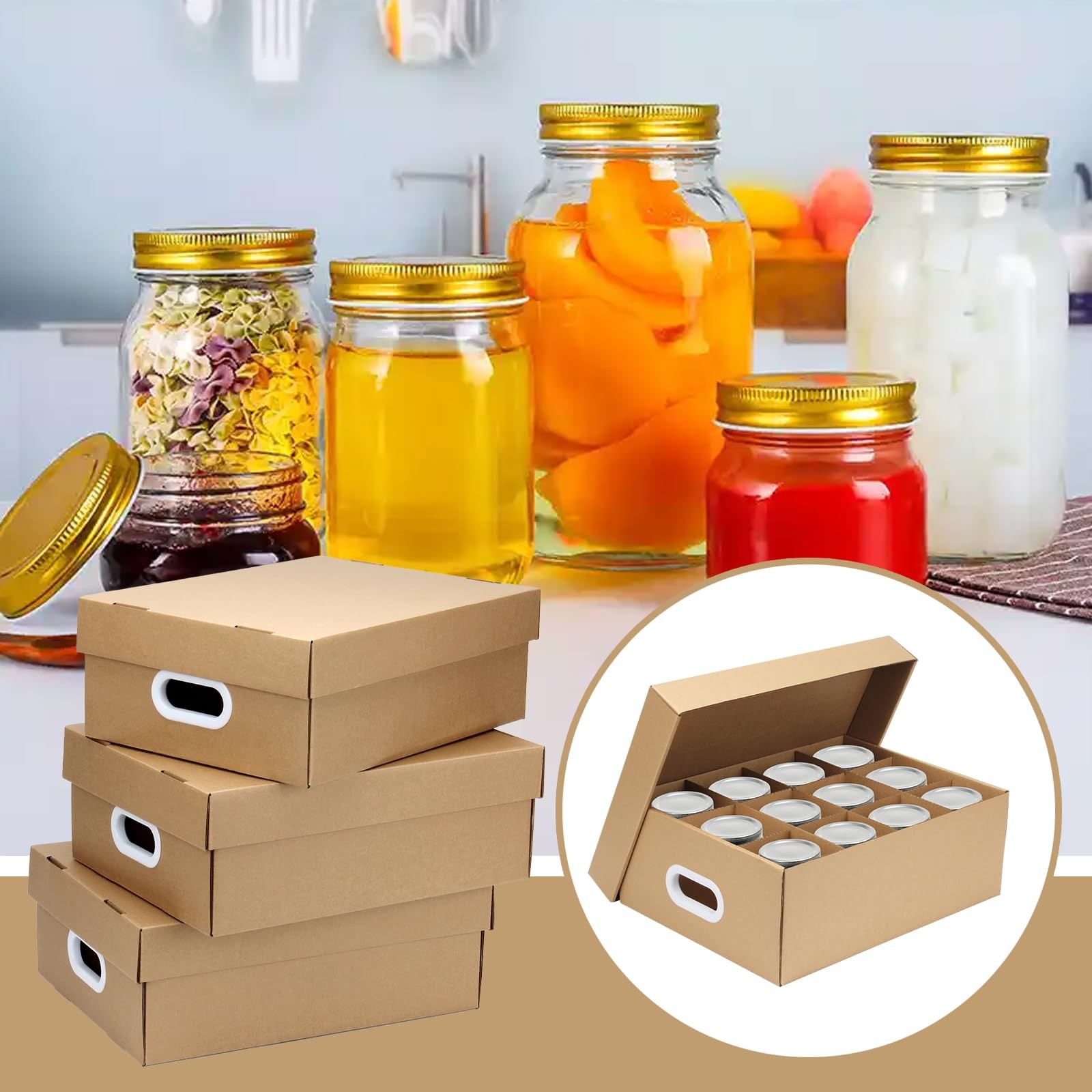 3 Pcs Mason Jar Storage Boxes, Cardboard Canning Jar Storage Boxes 16 oz Cann…