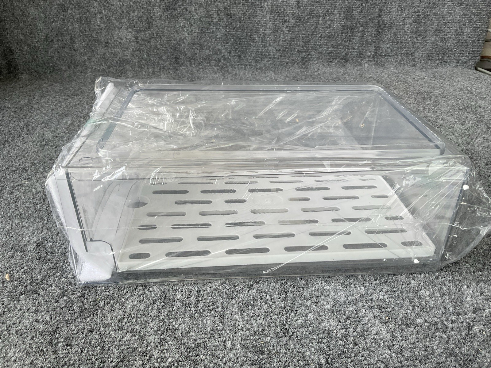 Set Of 2 Refrigerator Storage Drawers Holder With Draining Plate Fruit Veggies