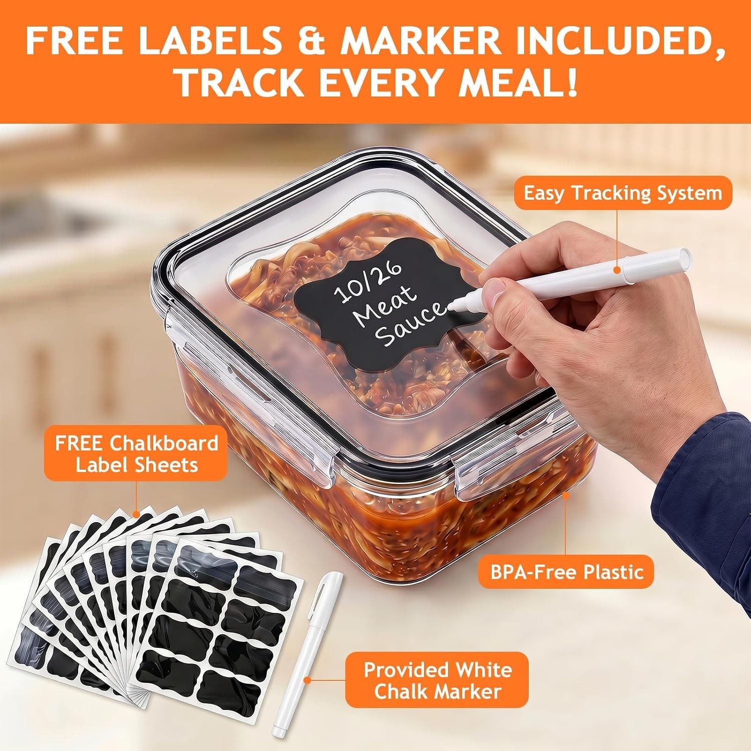50 PCS BPA-Free Food Storage Containers with Airtight Lids & Labels – Organiz…