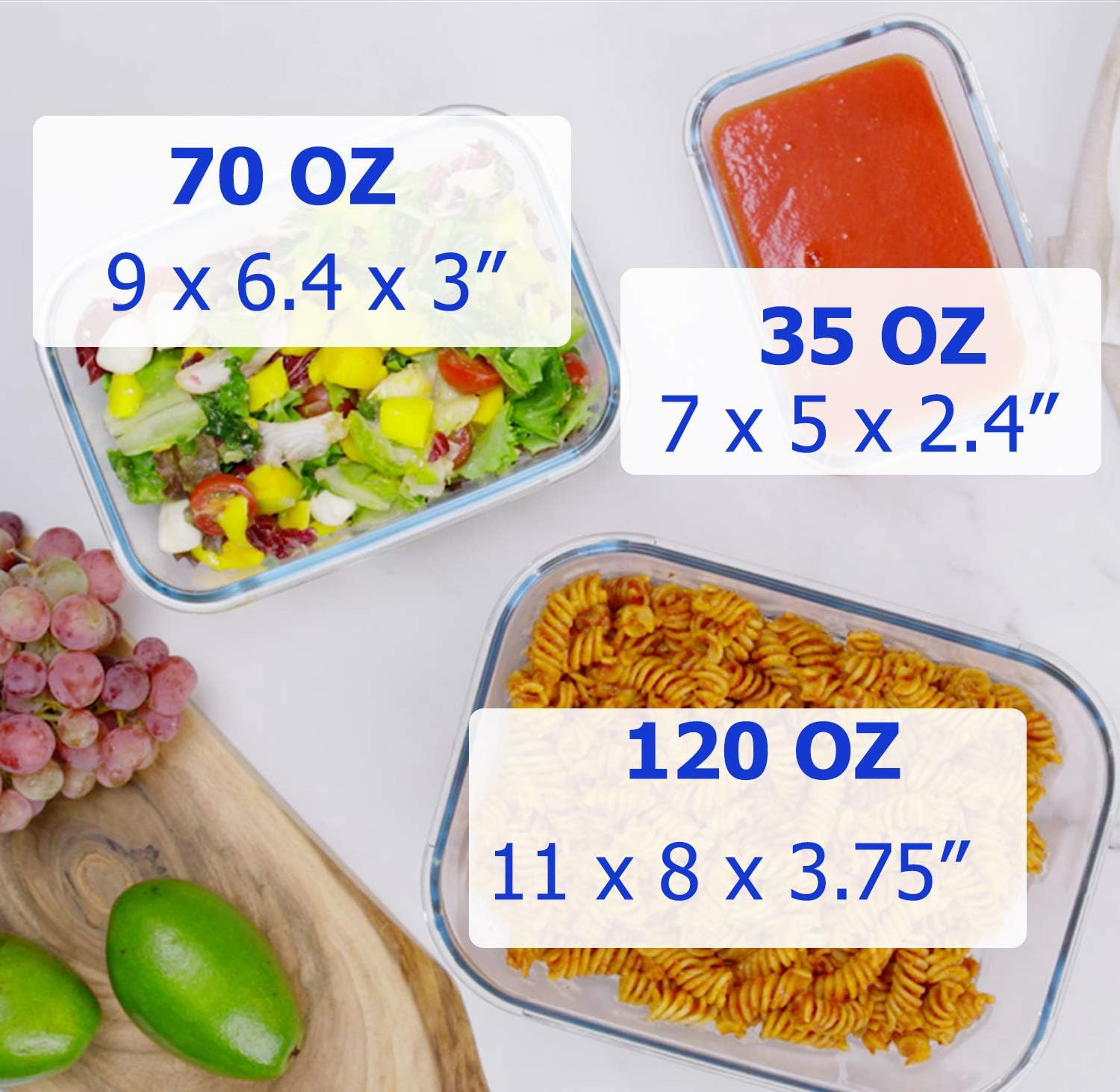 X-LARGE Glass Food Storage Containers with Lids Baking Dish Set Glass Storage Co