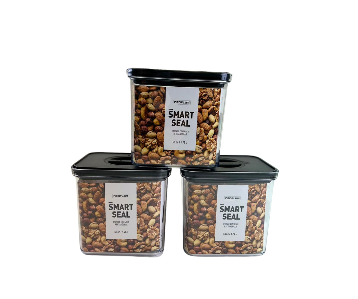 (Set of 3) Neoflam Airtight Rectangular Smart Seal Food Storage Containers