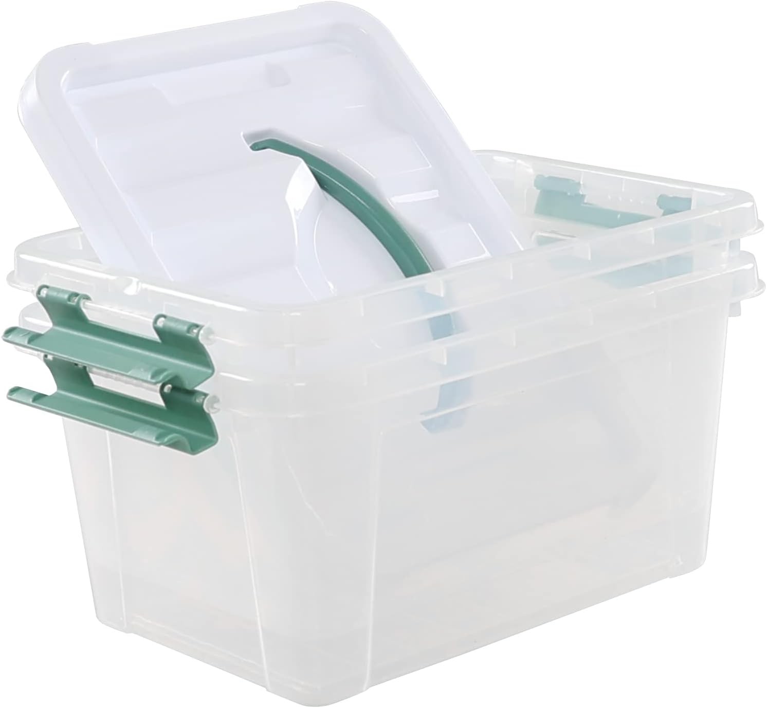 6 Quart Clear Plastic Multipurpose Lidded Storage Container Box Bin with Handle