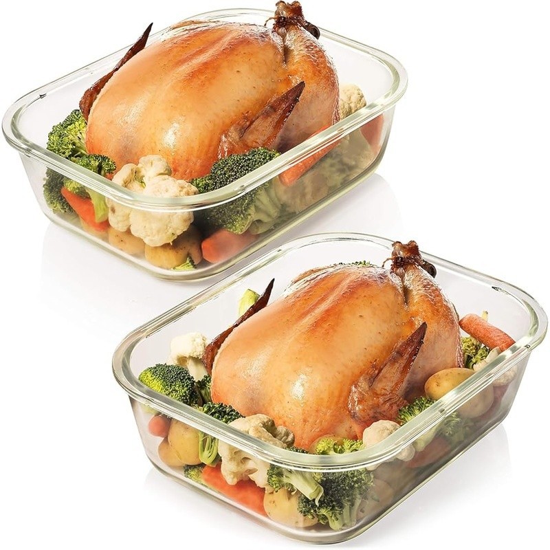 Airtight Glass Storage Containers Locking Lids Bakeware Meal Prep Leak Proof New